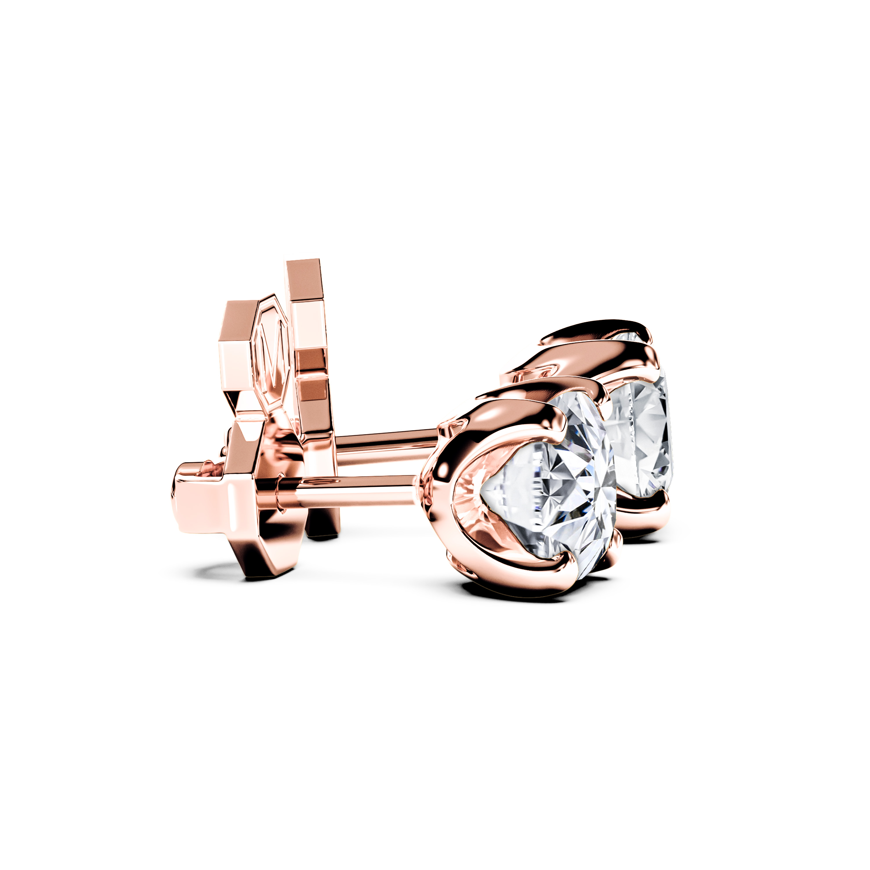 The Moon Ocean Stud Earrings in 18ct Rose Gold with Cushion Centre Stone Alternate shot 3