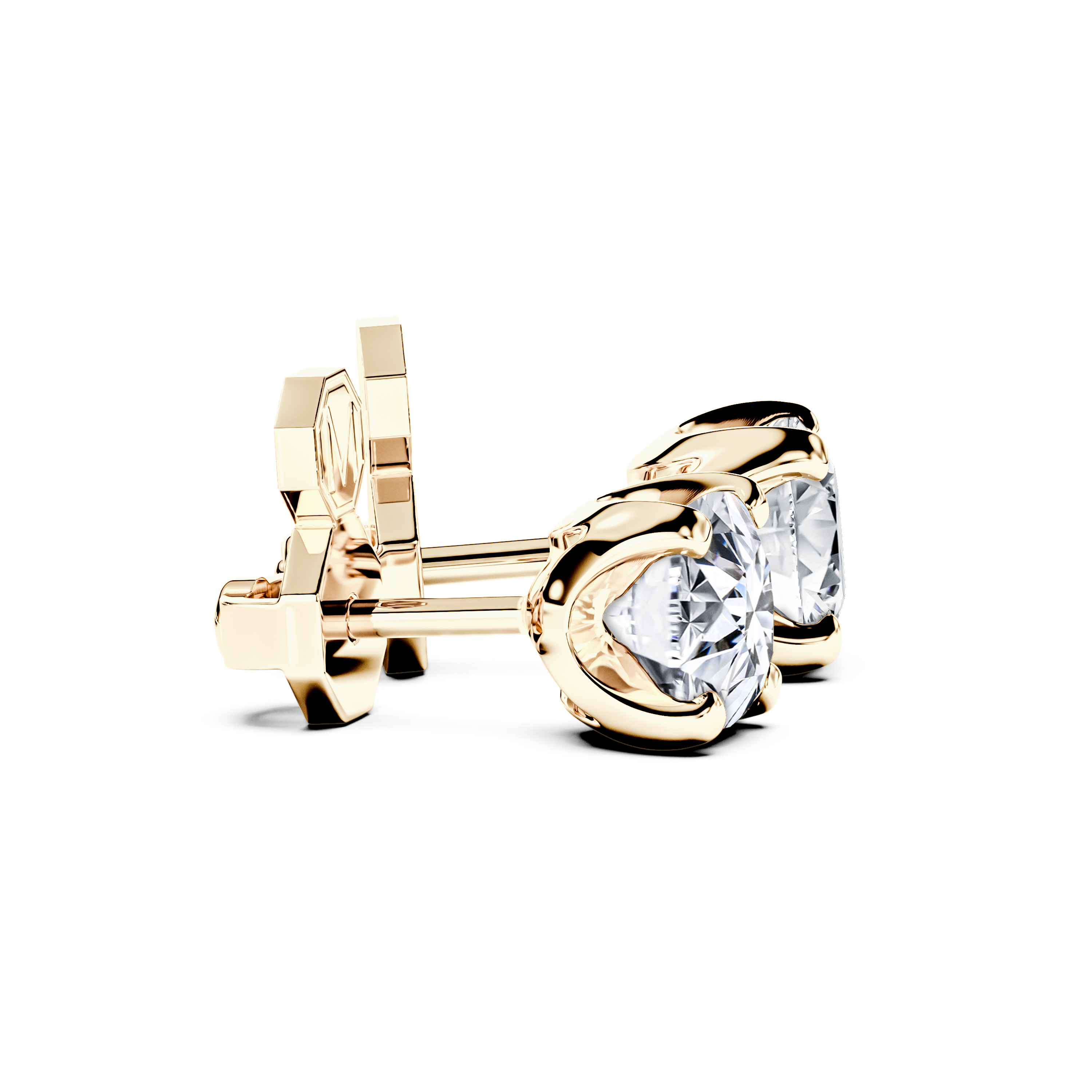 The Moon Ocean Stud Earrings in 18ct Yellow Gold with Cushion Centre Stone Alternate shot 3
