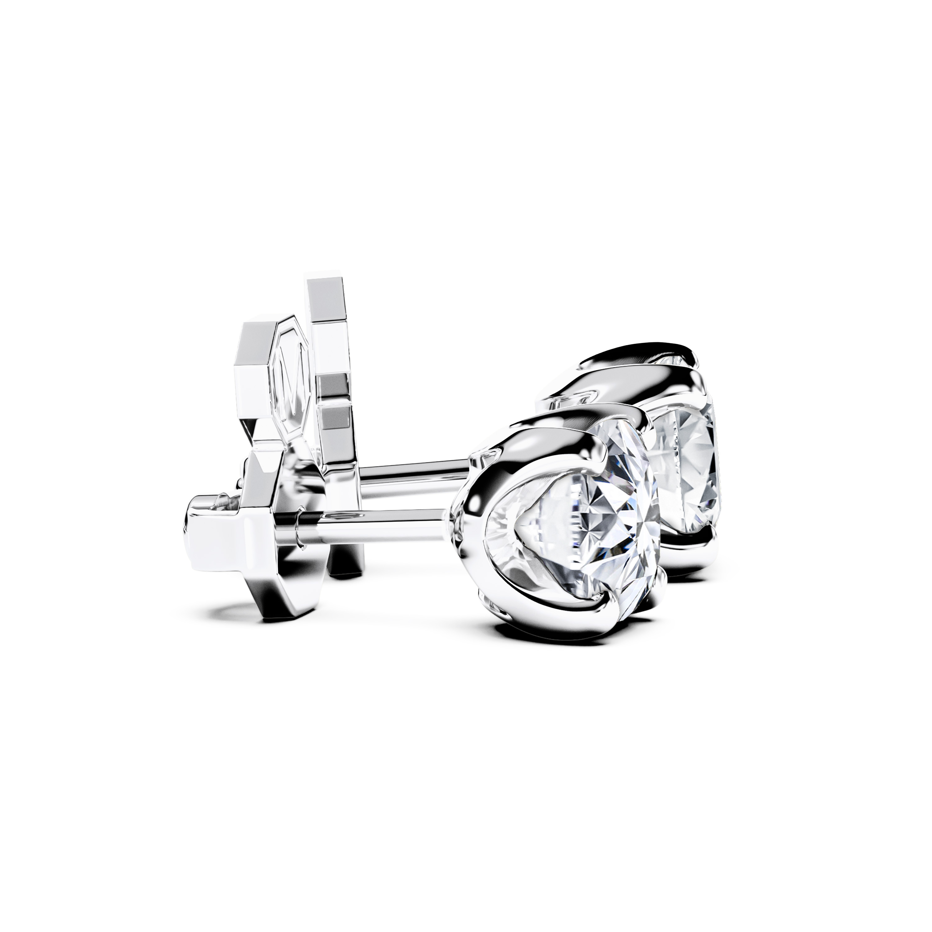 The Moon Ocean Stud Earrings in 18ct White Gold with Cushion Centre Stone Alternate shot 3