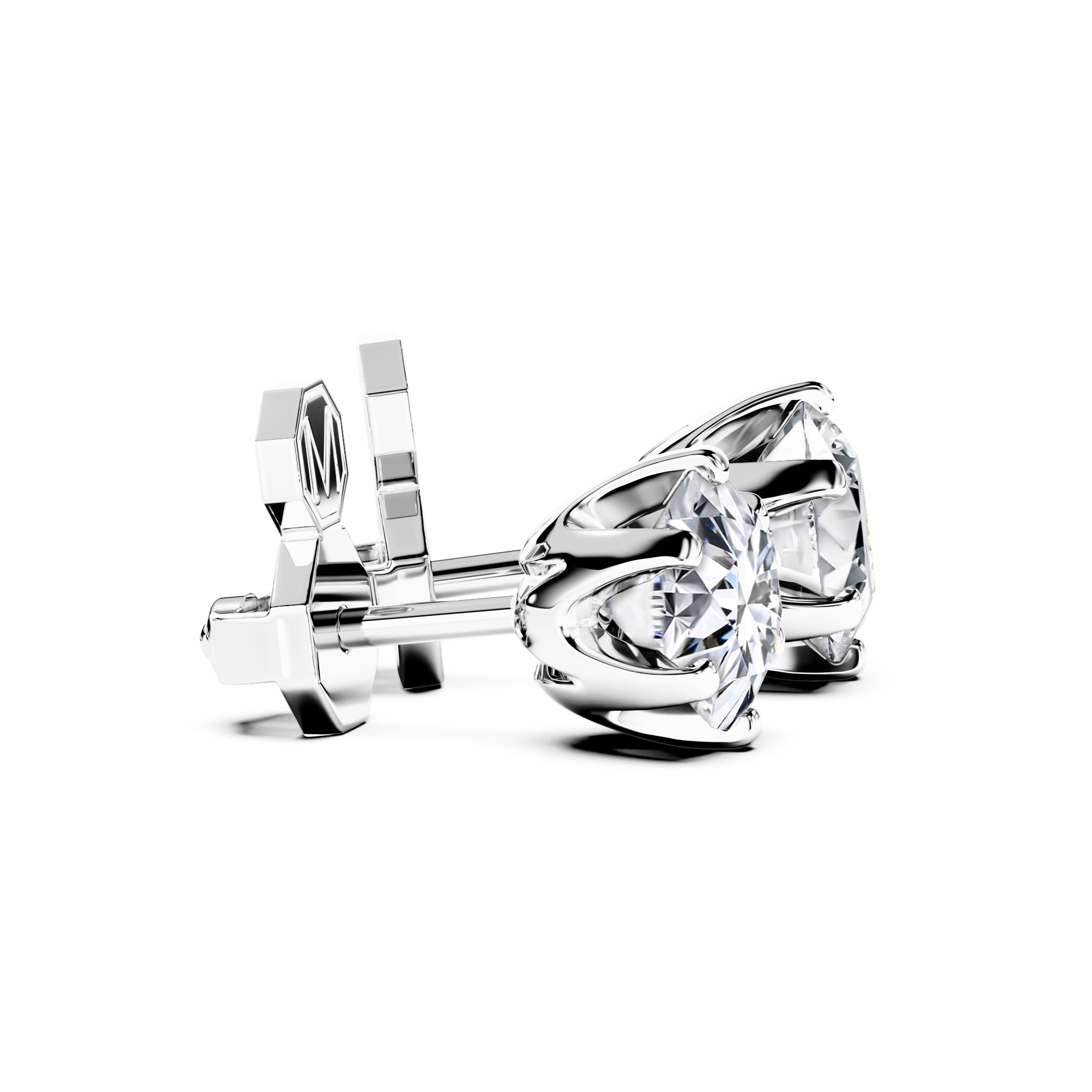 The Moon Ocean Stud Earrings in 18ct White Gold with Round Centre Stone Alternate shot 3