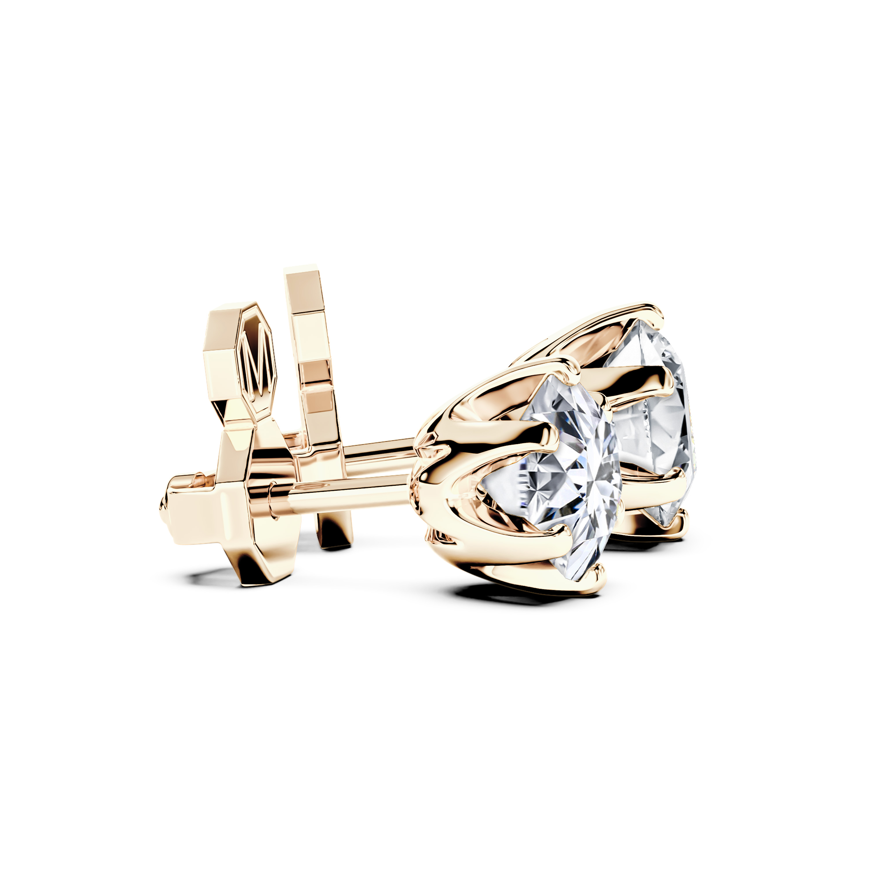 The Moon Ocean Stud Earrings in 18ct Yellow Gold with Round Centre Stone Alternate shot 3