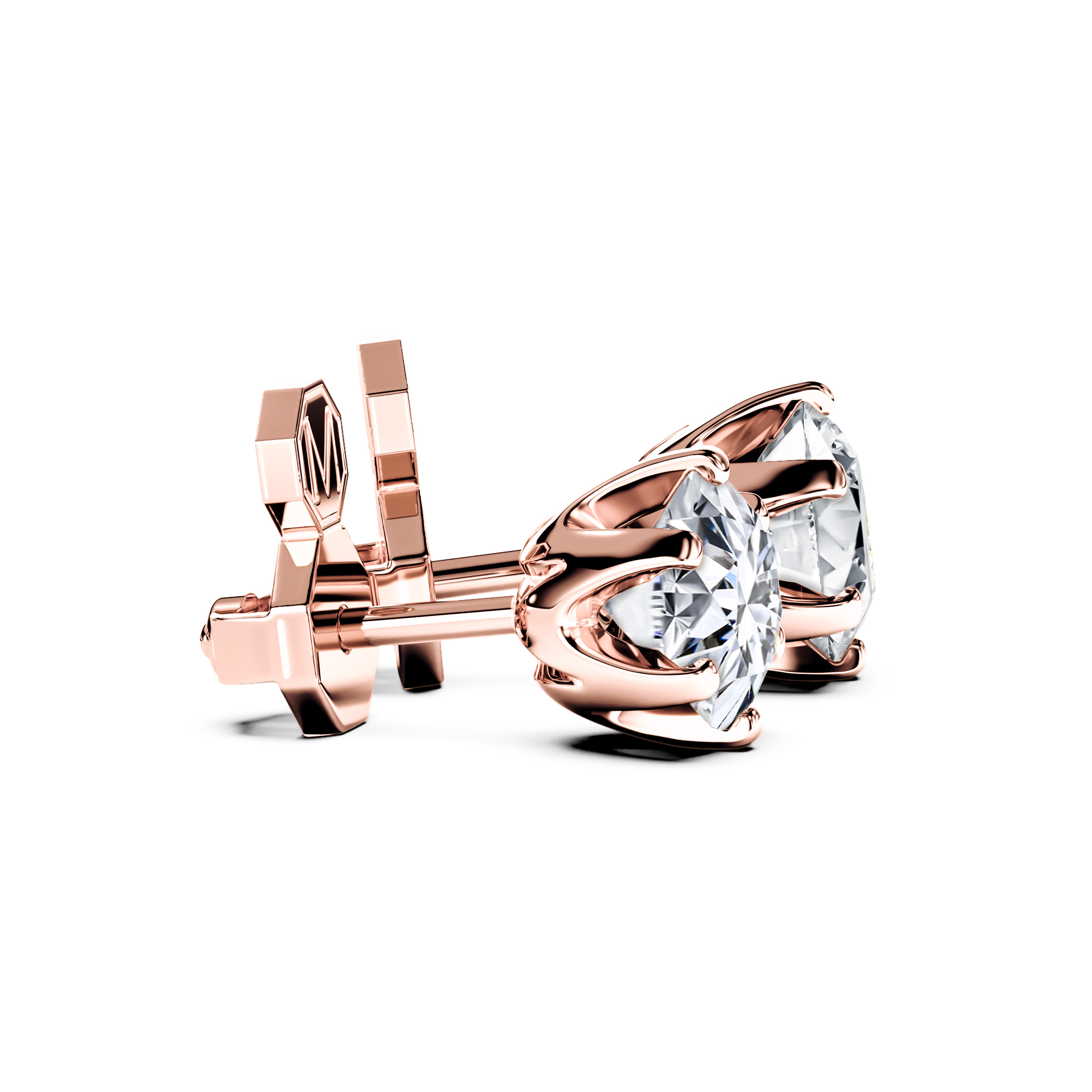 The Moon Ocean Stud Earrings in 18ct Rose Gold with Round Centre Stone Alternate shot 3