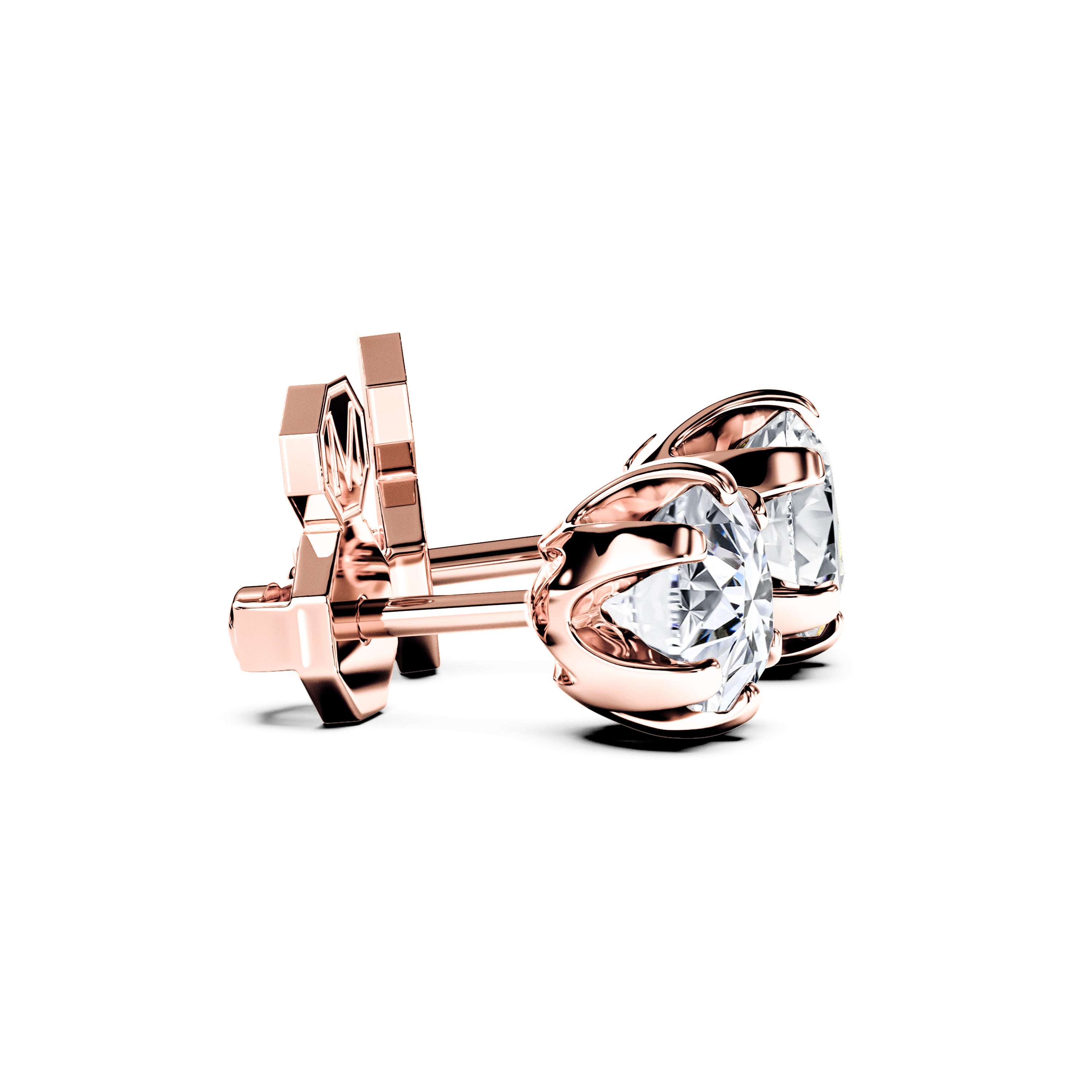 The Moon Ocean Stud Earrings in 18ct Rose Gold with Cushion Centre Stone Alternate shot 3