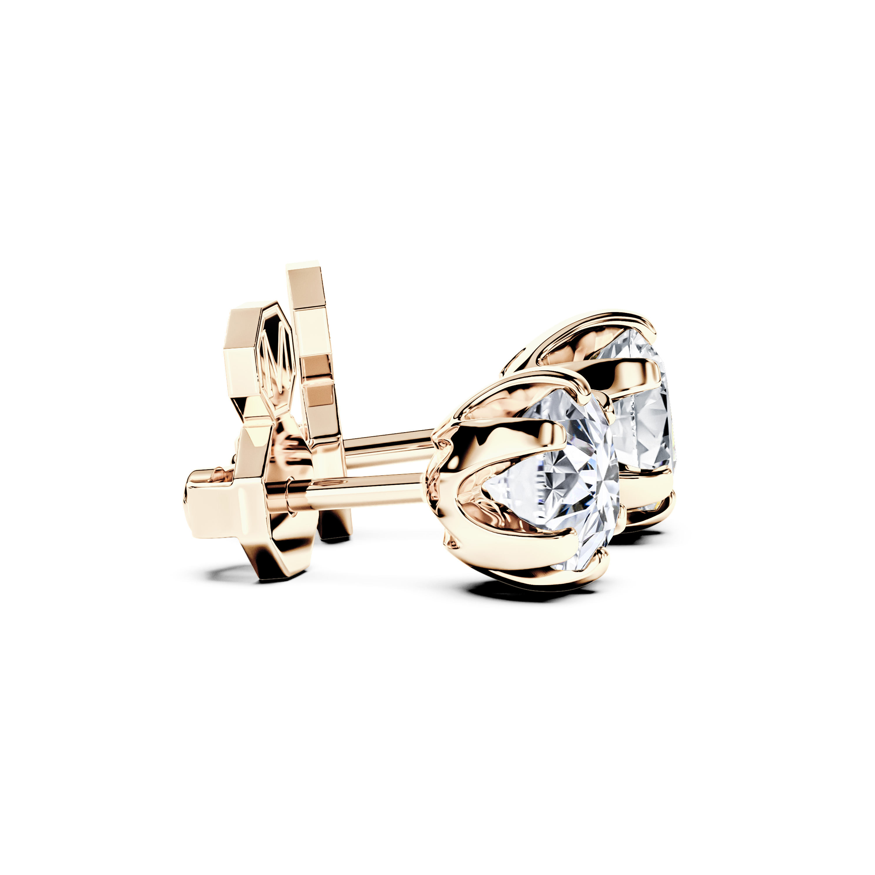 The Moon Ocean Stud Earrings in 18ct Yellow Gold with Cushion Centre Stone Alternate shot 3