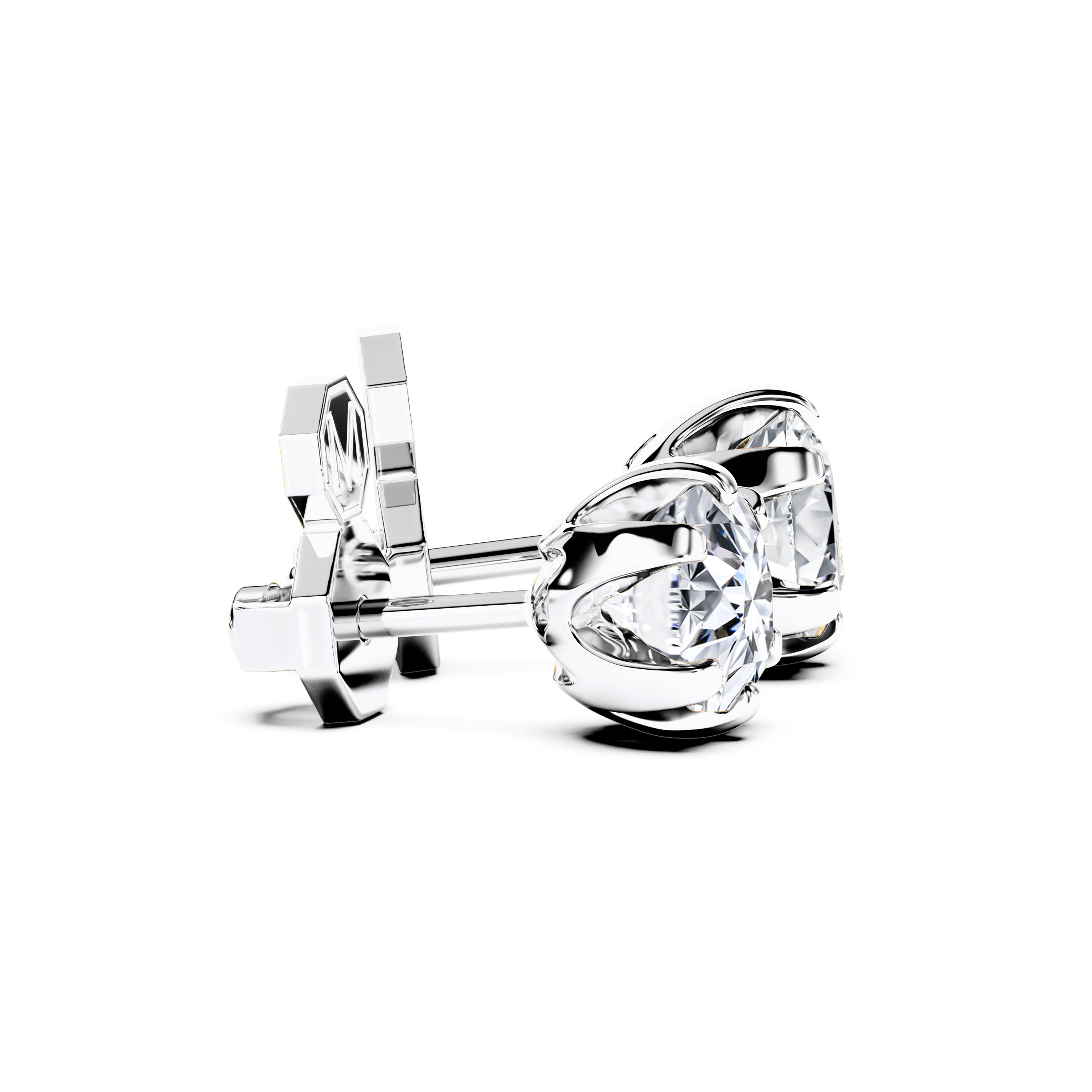 The Moon Ocean Stud Earrings in 18ct White Gold with Cushion Centre Stone Alternate shot 3