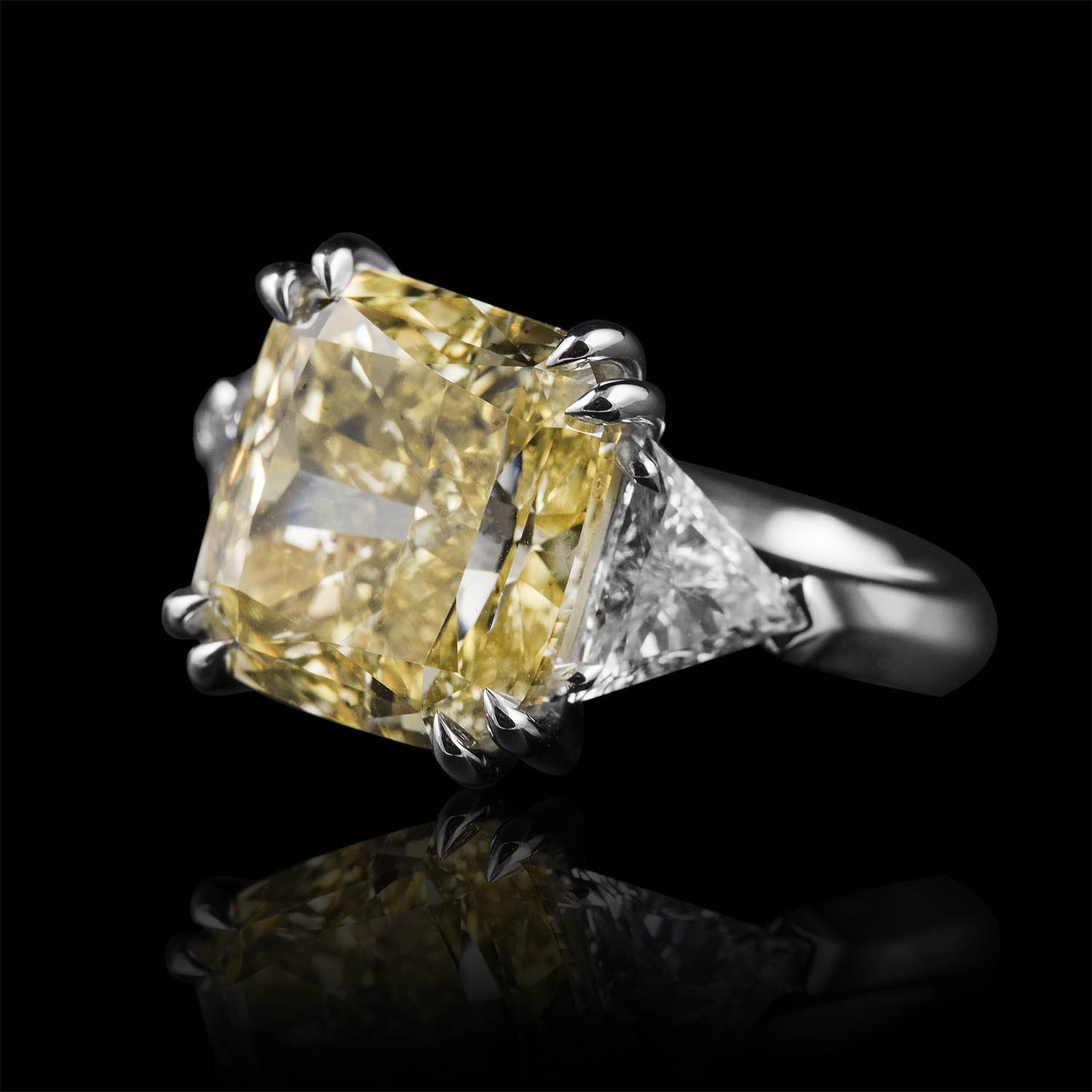 The Moon Ocean Rings in Platinum with Cushion Centre Stone Alternate shot 2