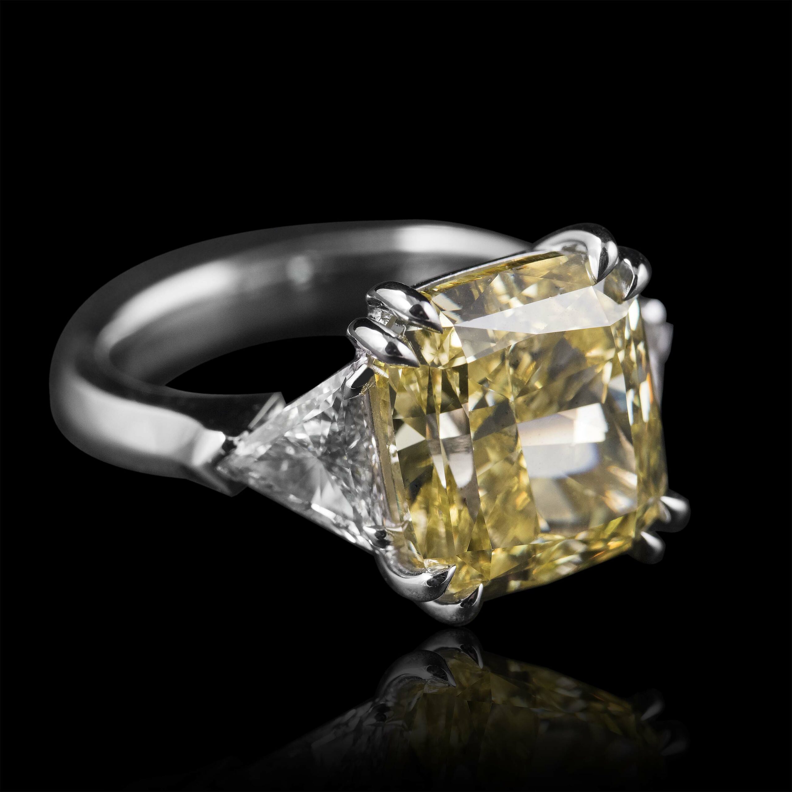 The Moon Ocean Rings in Platinum with Cushion Centre Stone Alternate shot 3