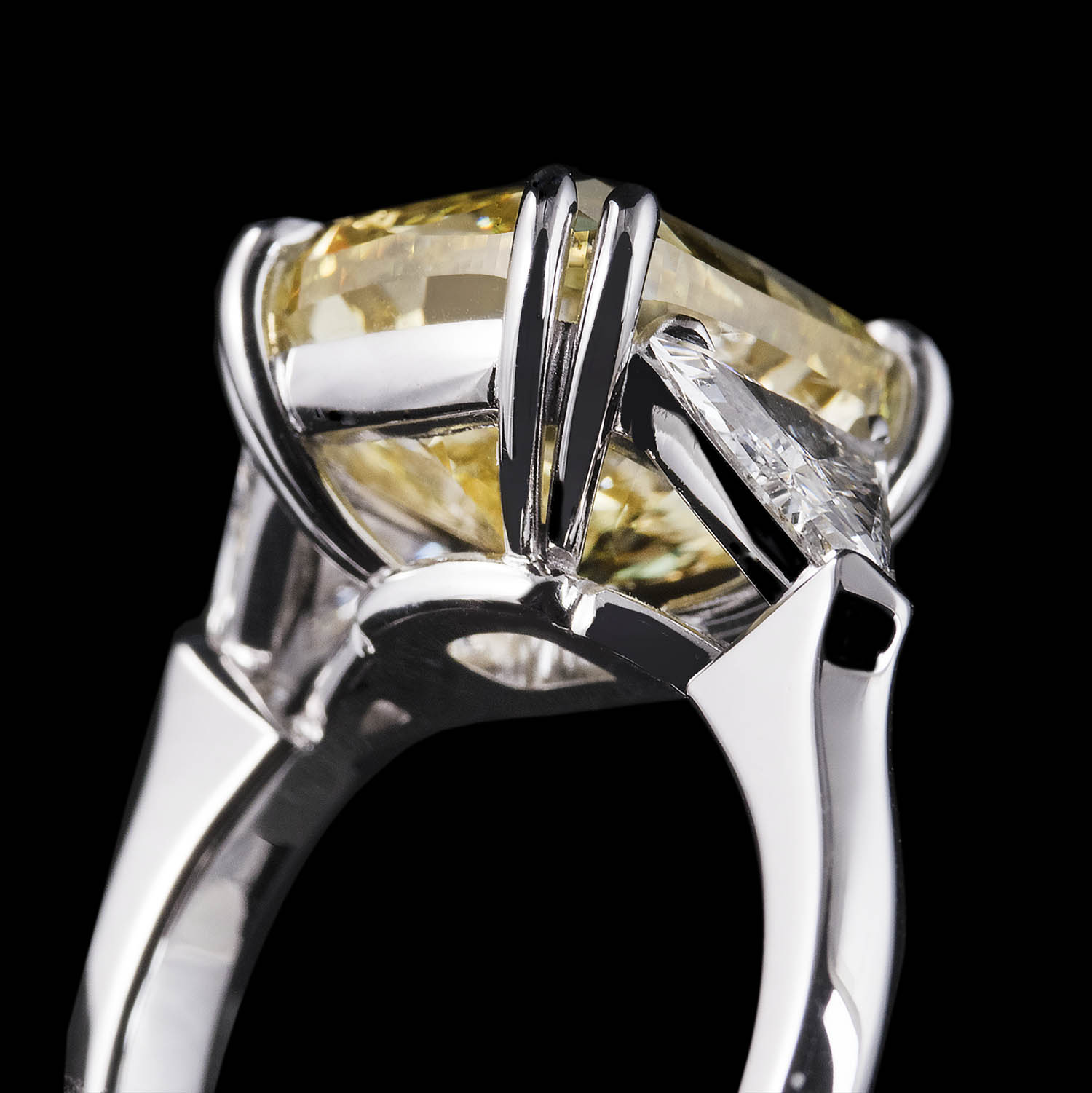 The Moon Ocean Rings in Platinum with Cushion Centre Stone Alternate shot 4