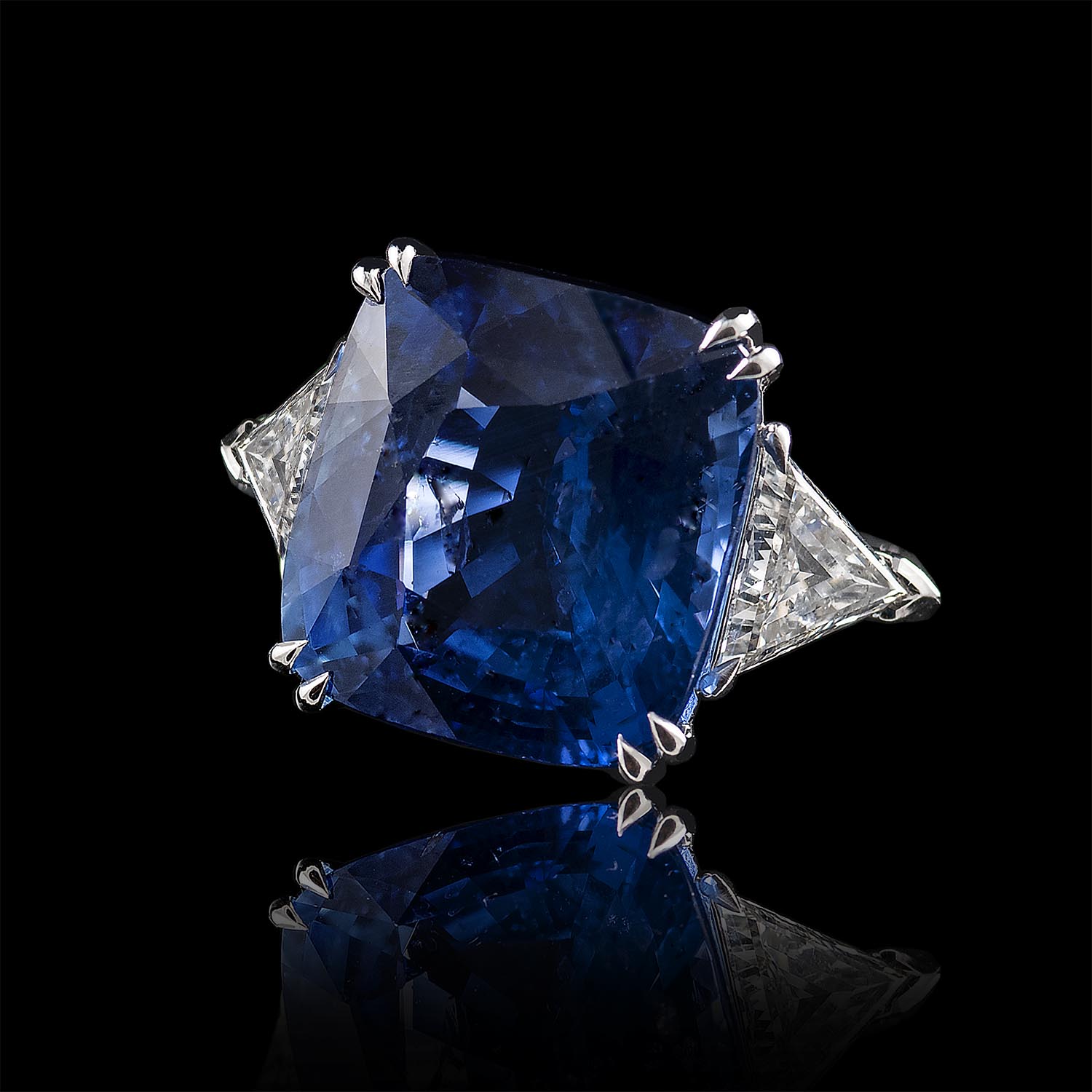 The Moon Ocean Rings in Platinum with Cushion Centre Stone Alternate shot 4