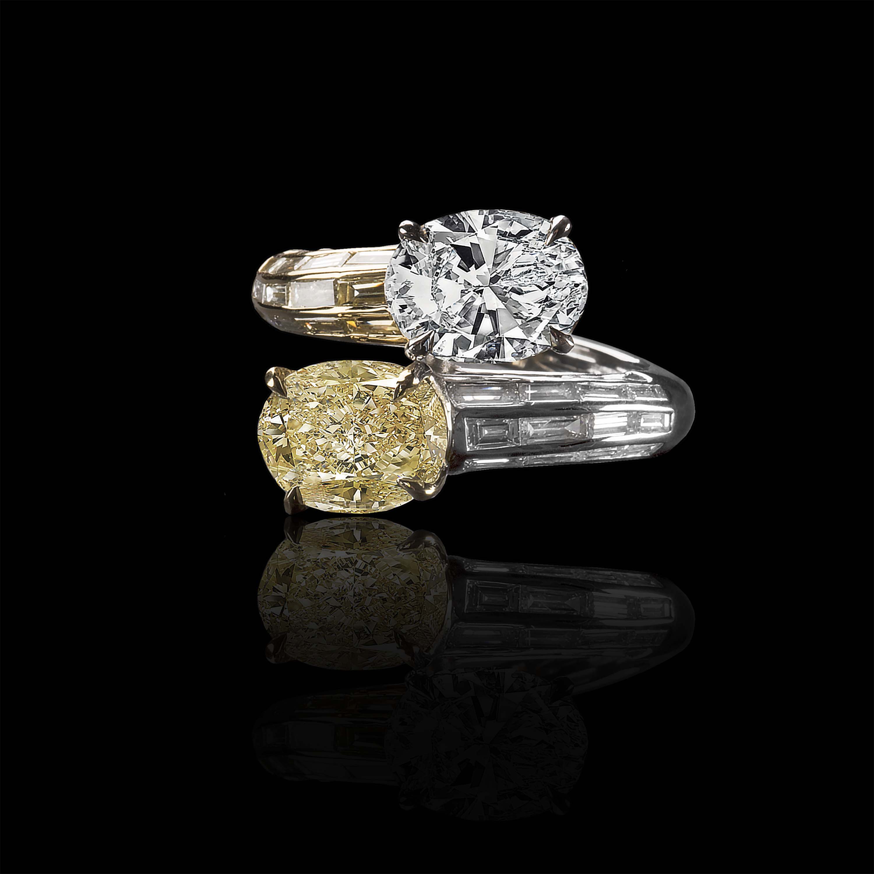 The Moon Ocean Rings in Platinum with Oval Centre Stone Alternate shot 2