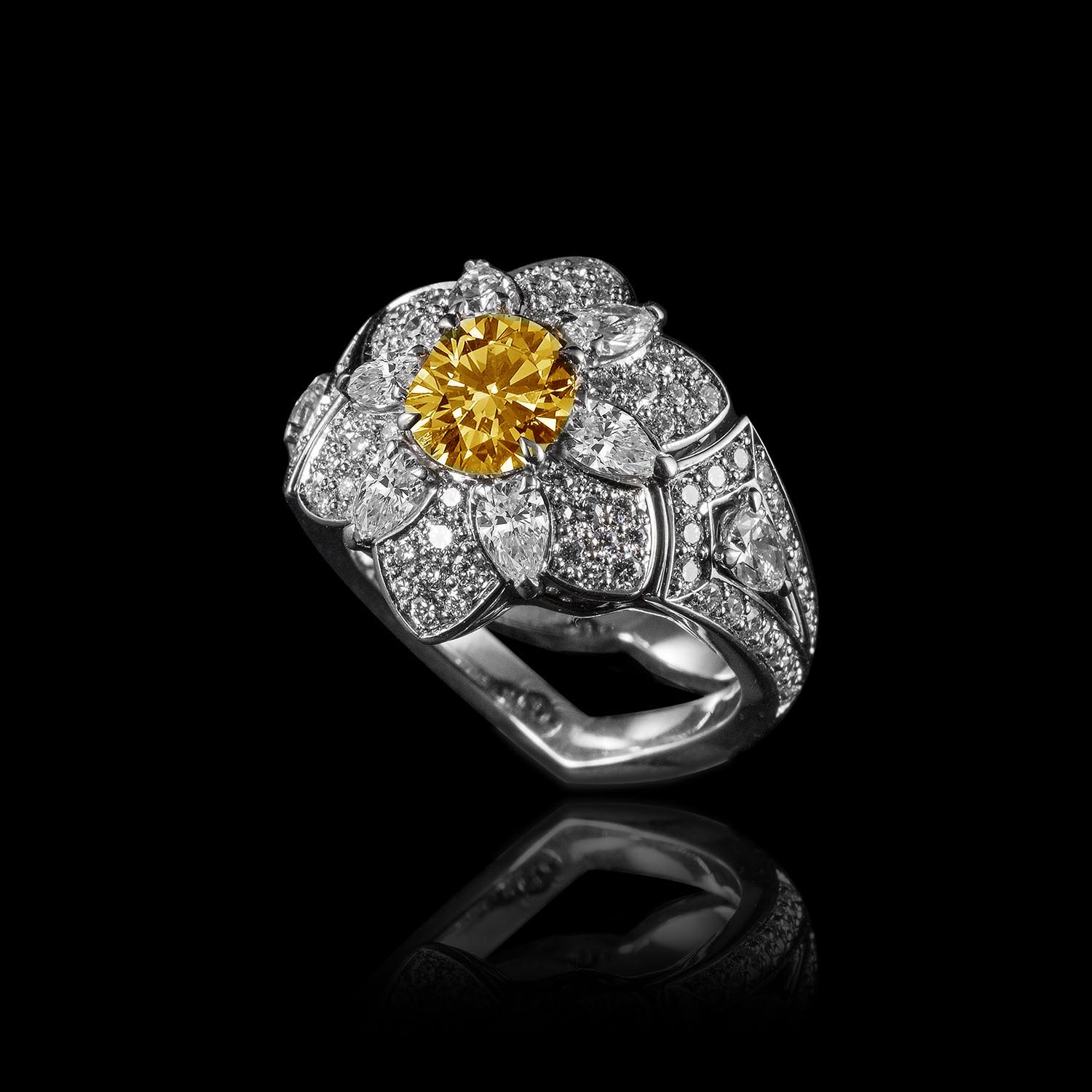The Moon Ocean Rings in Platinum with Round Centre Stone Alternate shot 2