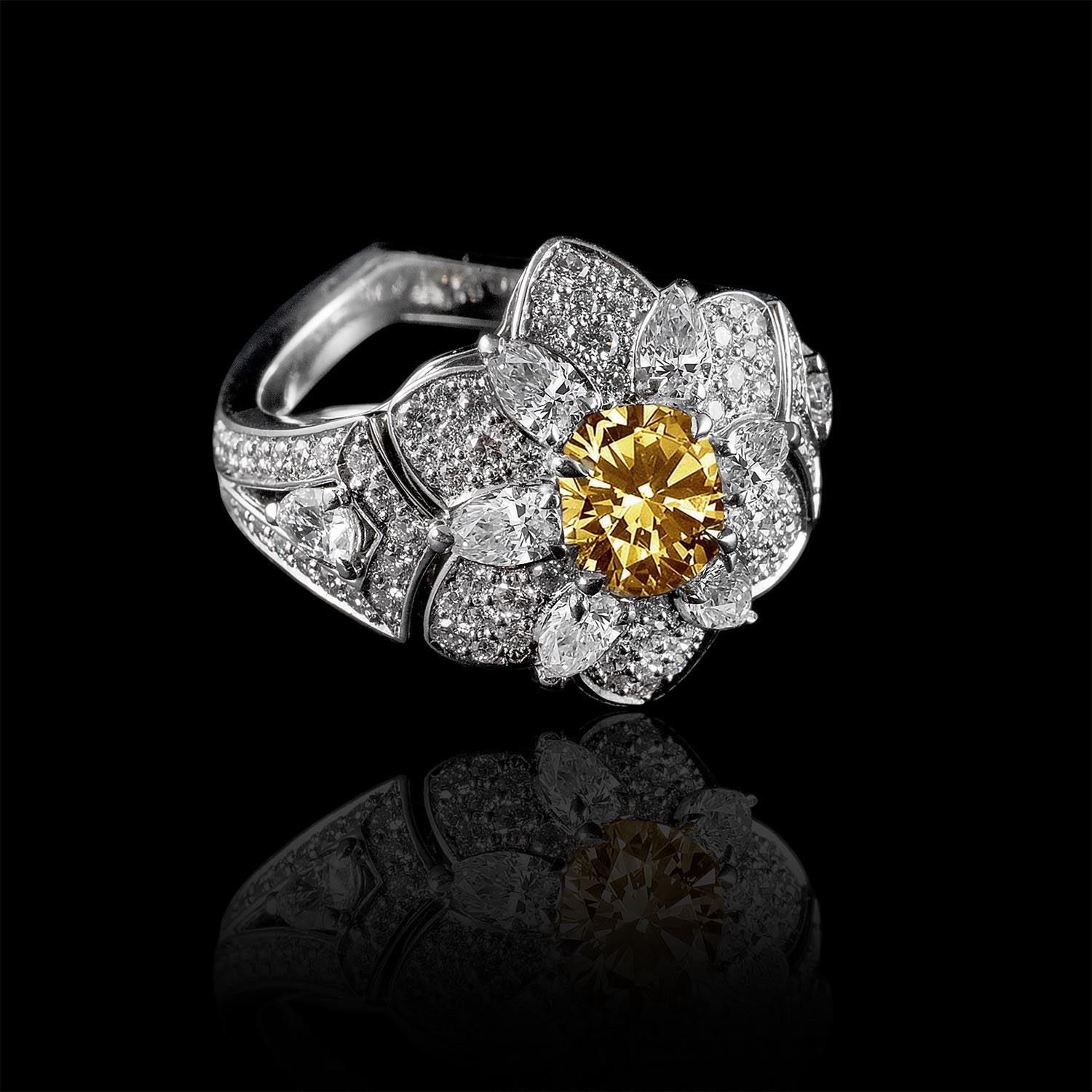 The Moon Ocean Rings in Platinum with Round Centre Stone Alternate shot 4