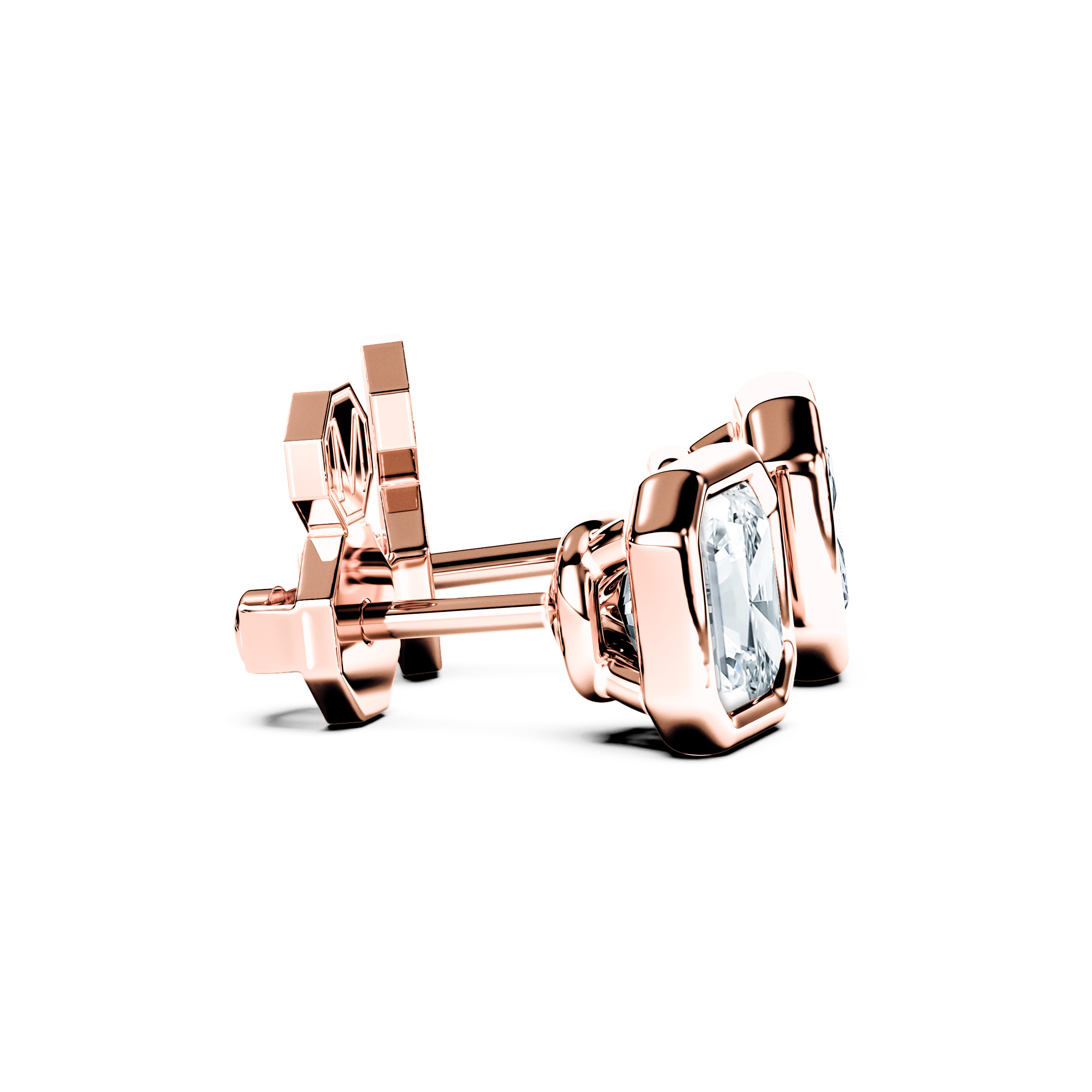 The Moon Ocean Stud Earrings in 18ct Rose Gold with Asscher Centre Stone Alternate shot 3