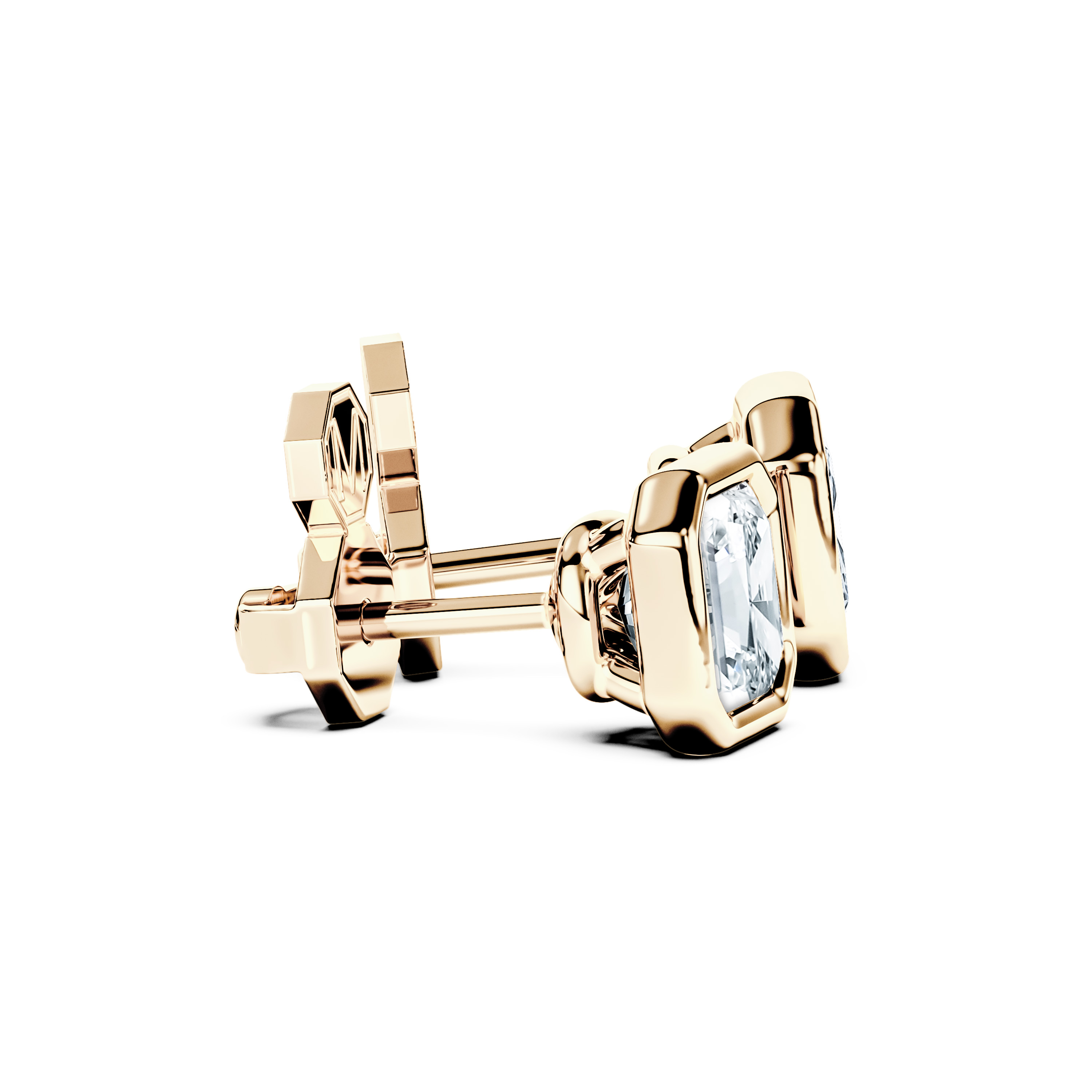 The Moon Ocean Stud Earrings in 18ct Yellow Gold with Asscher Centre Stone Alternate shot 3
