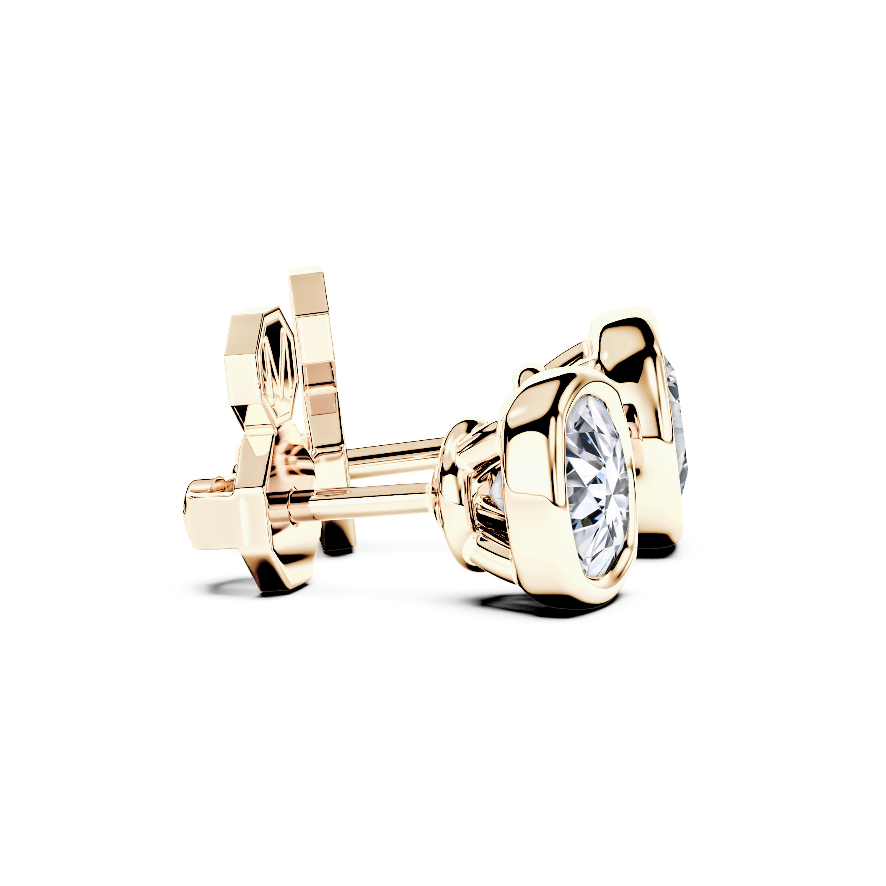 The Moon Ocean Stud Earrings in 18ct Yellow Gold with Cushion Centre Stone Alternate shot 3