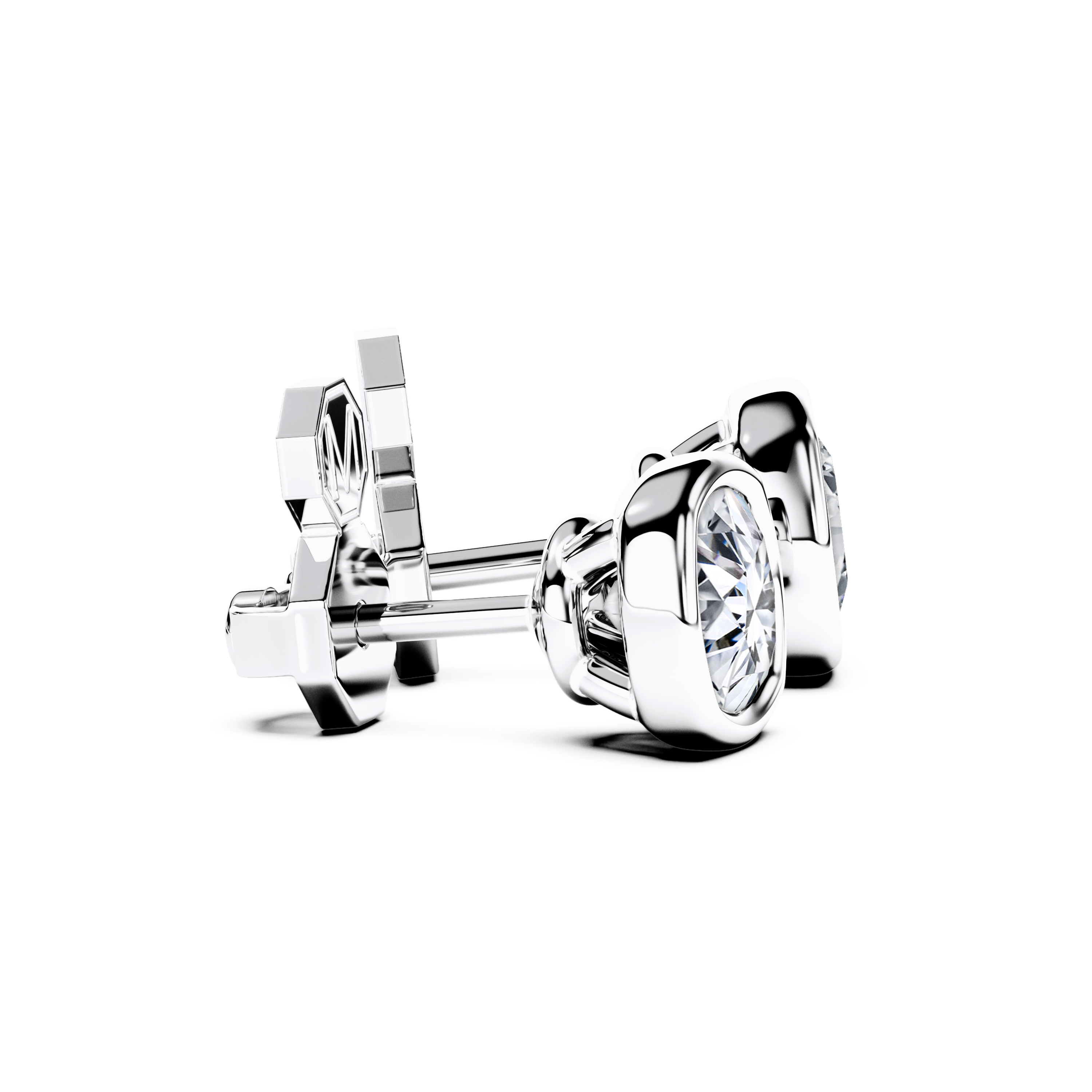 The Moon Ocean Stud Earrings in 18ct White Gold with Cushion Centre Stone Alternate shot 3