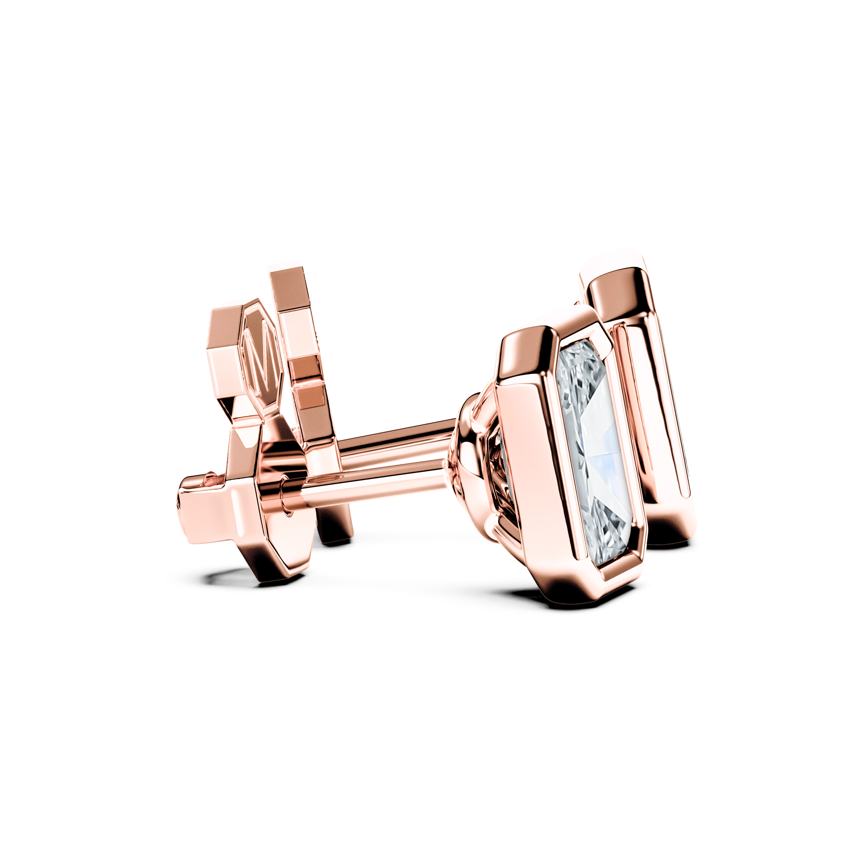 The Moon Ocean Stud Earrings in 18ct Rose Gold with Emerald Centre Stone Alternate shot 3
