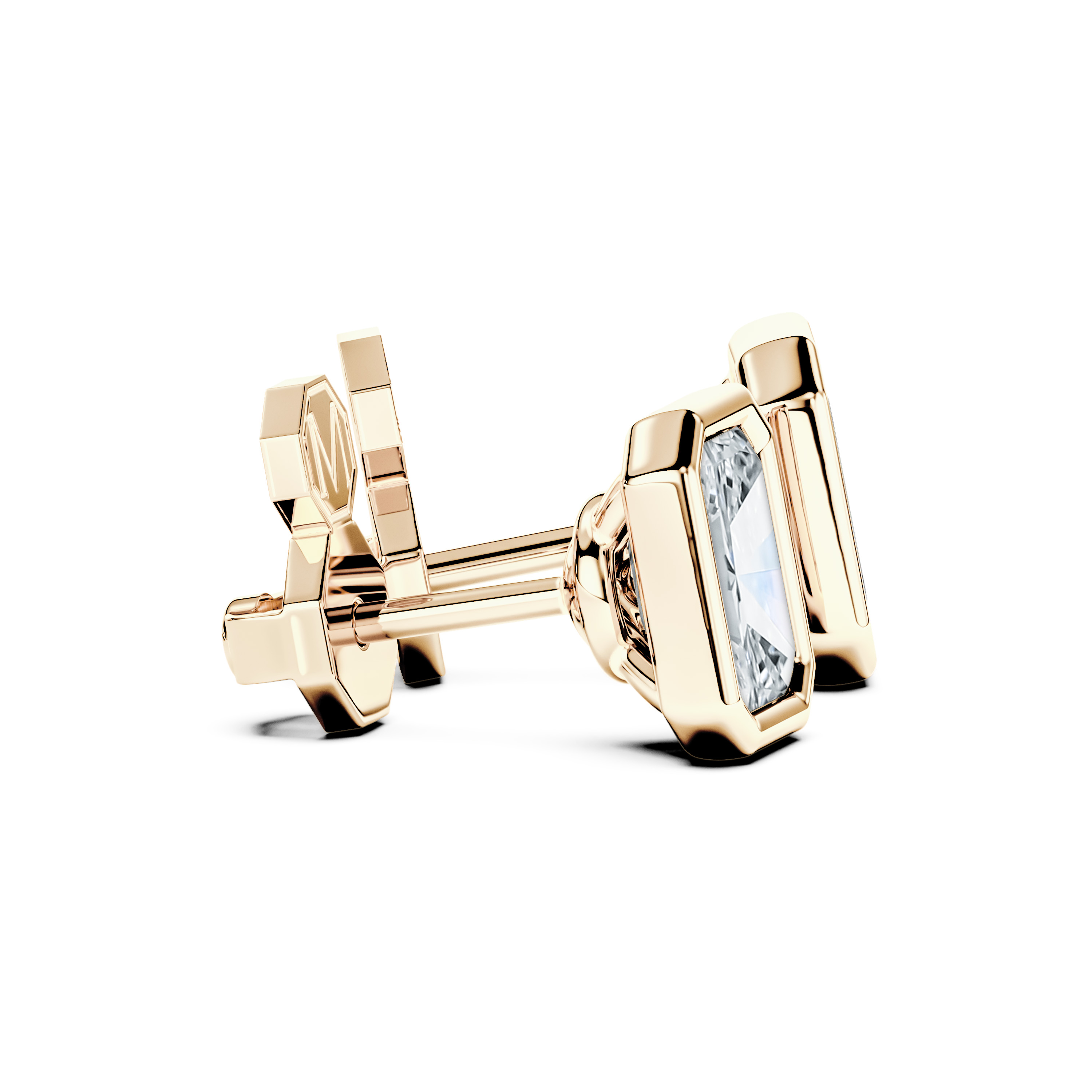 The Moon Ocean Stud Earrings in 18ct Yellow Gold with Emerald Centre Stone Alternate shot 3