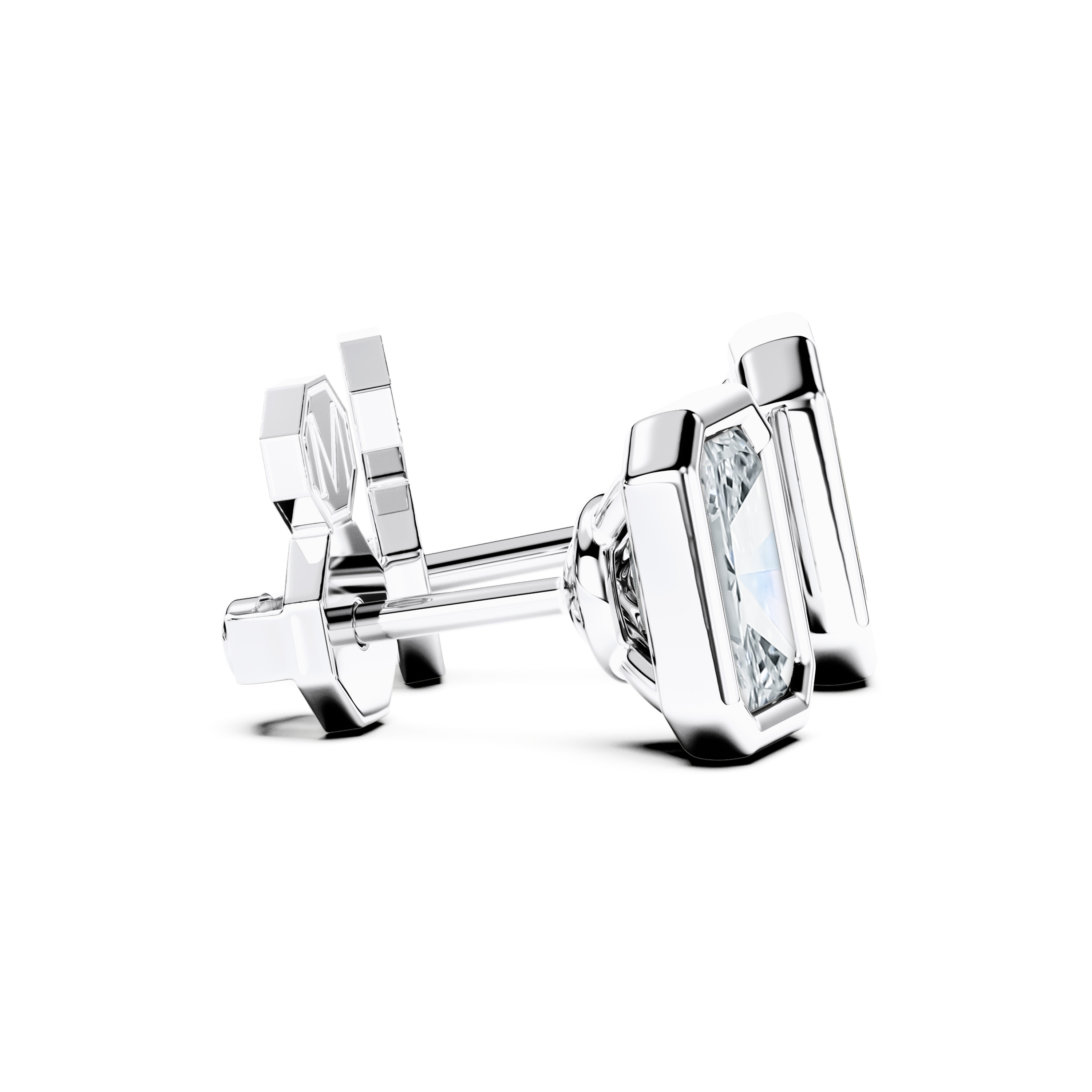 The Moon Ocean Stud Earrings in 18ct White Gold with Emerald Centre Stone Alternate shot 3