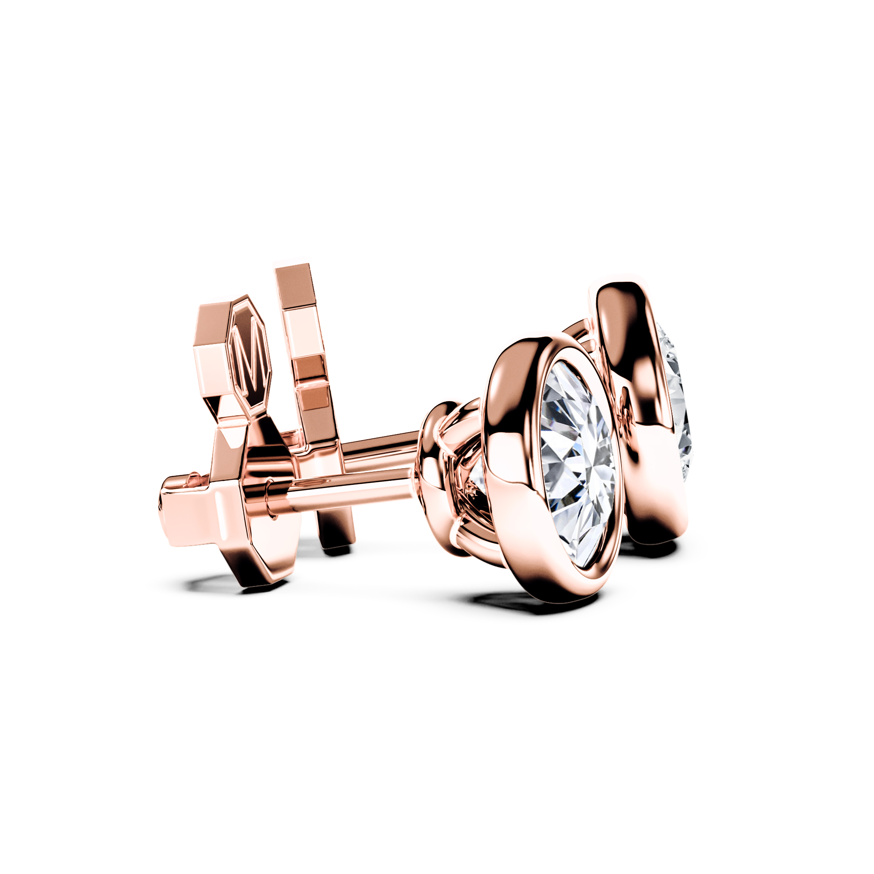 The Moon Ocean Stud Earrings in 18ct Rose Gold with Round Centre Stone Alternate shot 3