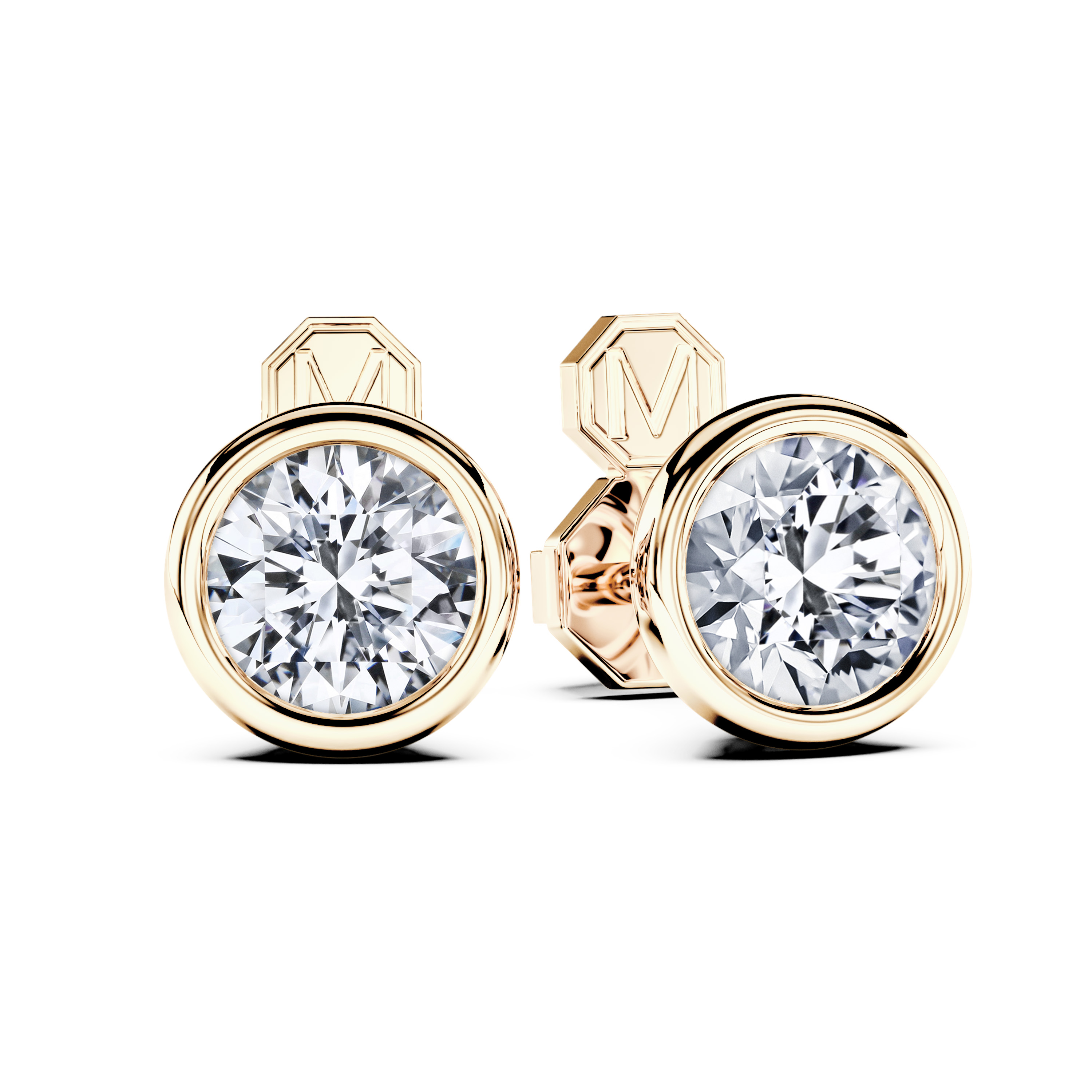 Stud, 18ct Yellow Gold Diamond Earrings Round