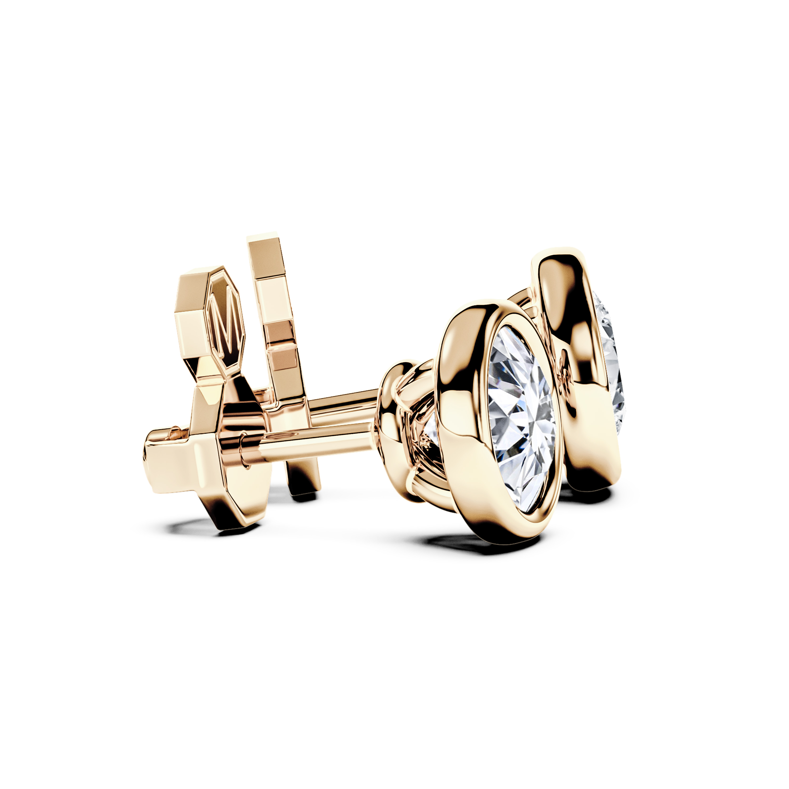 The Moon Ocean Stud Earrings in 18ct Yellow Gold with Round Centre Stone Alternate shot 3