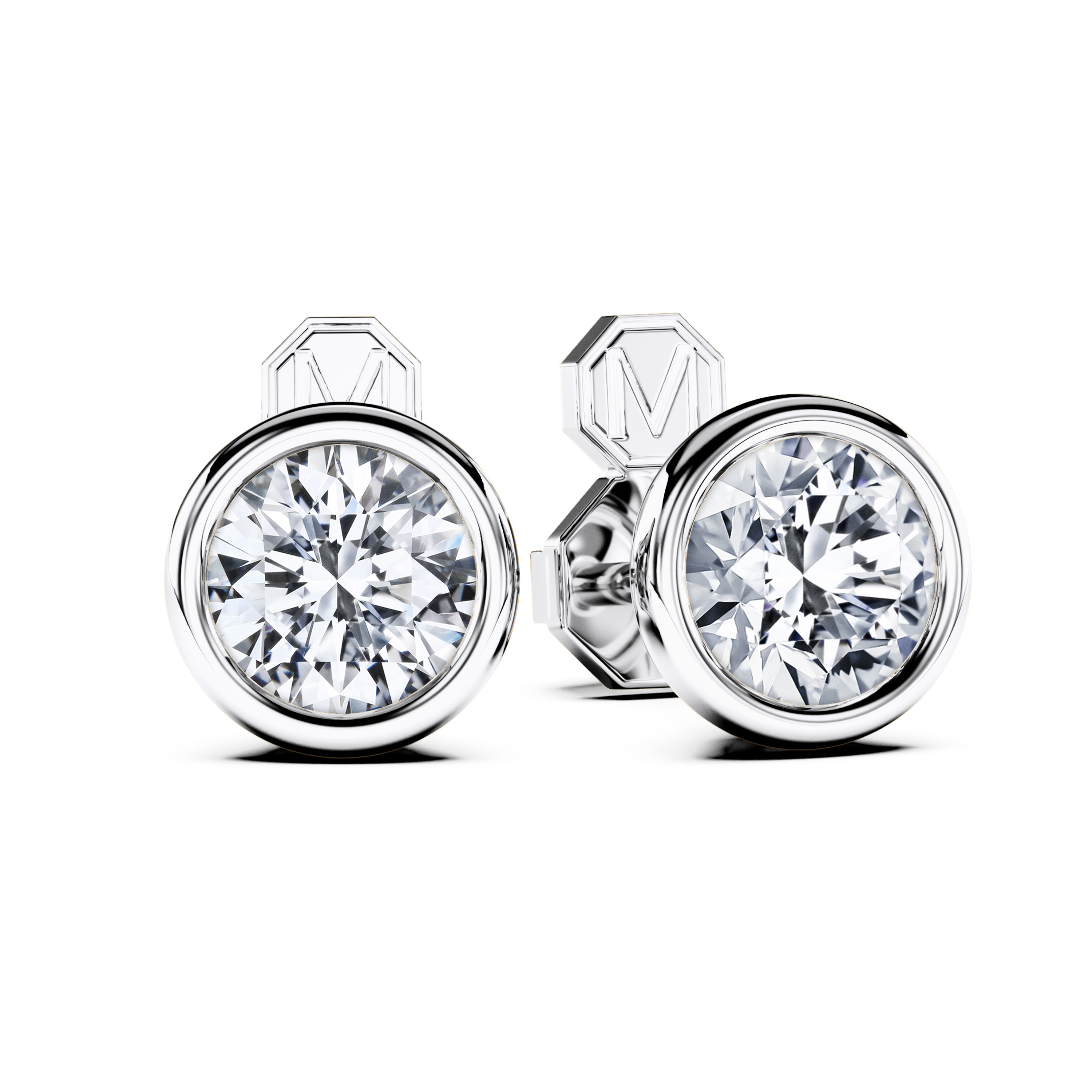 Stud, 18ct White Gold Diamond Earrings Round