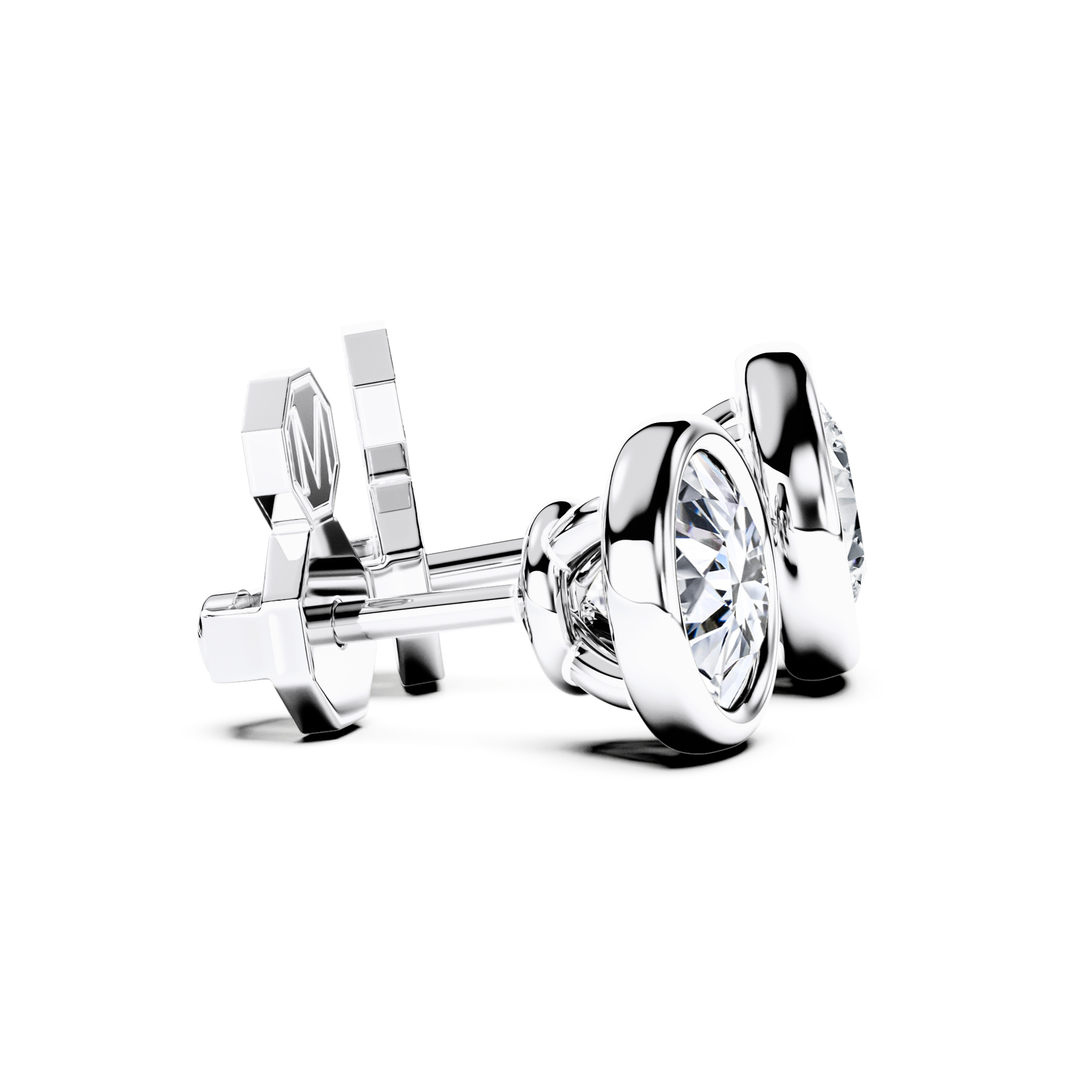 The Moon Ocean Stud Earrings in 18ct White Gold with Round Centre Stone Alternate shot 3