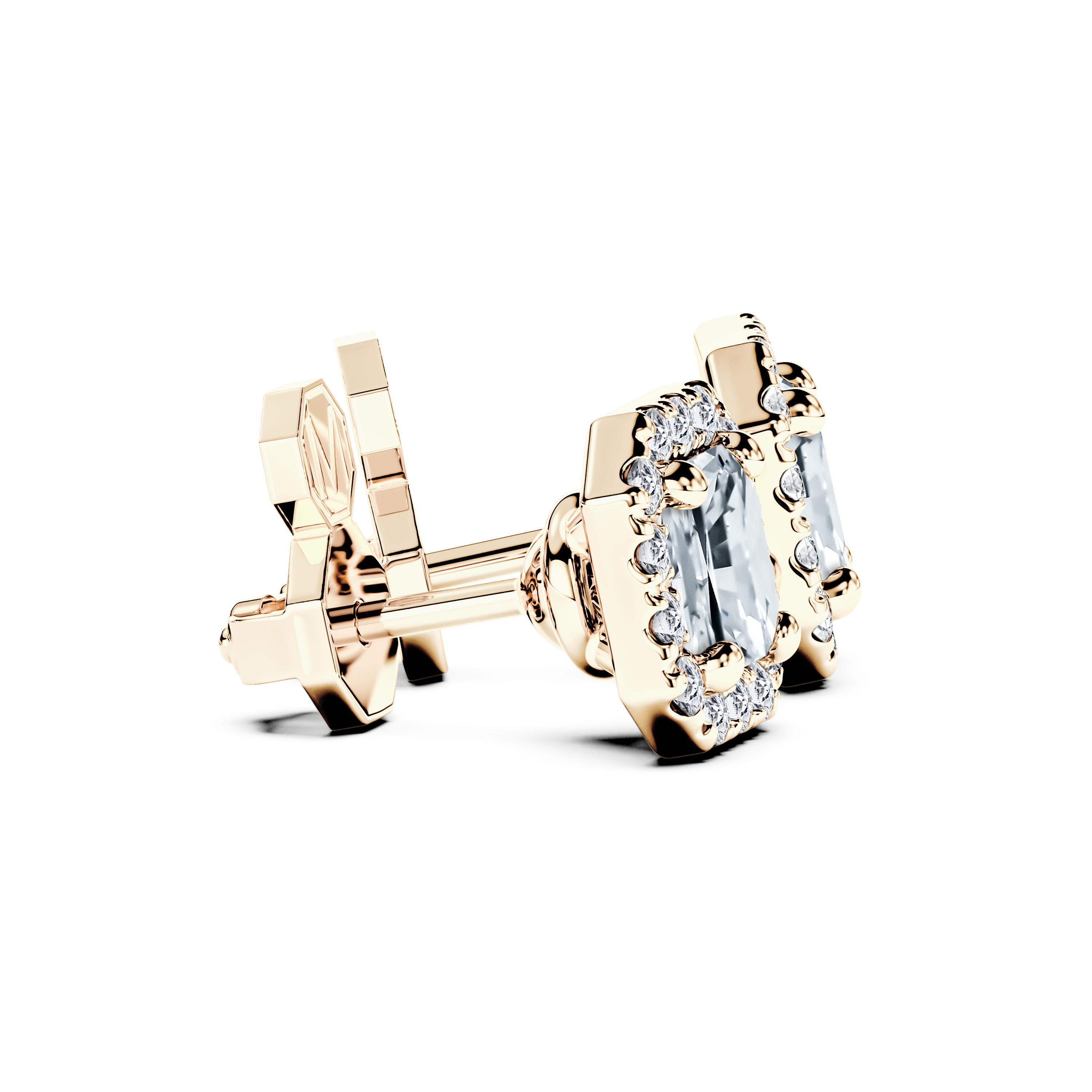 The Moon Ocean Stud Earrings in 18ct Yellow Gold with Asscher Centre Stone Alternate shot 3