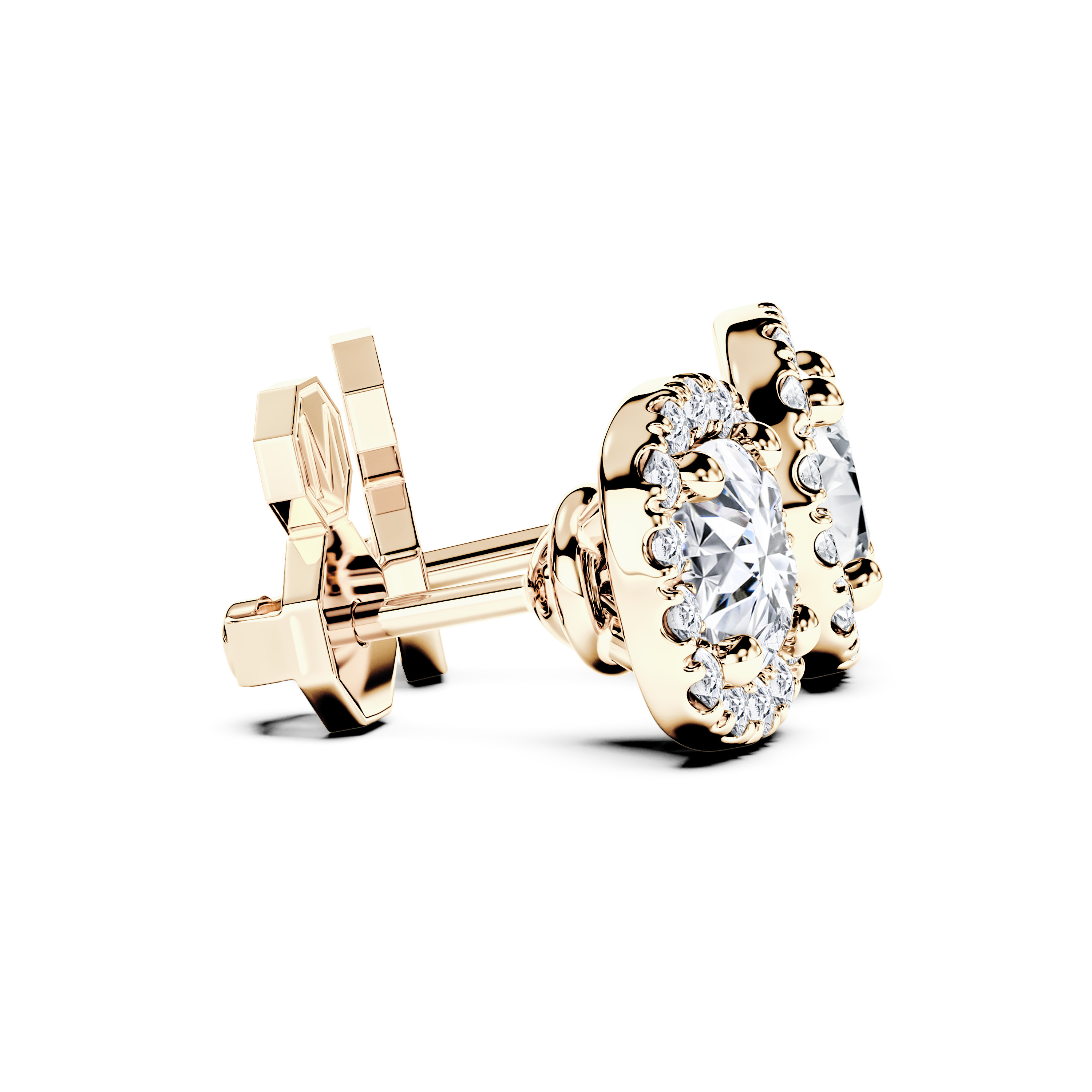 The Moon Ocean Stud Earrings in 18ct White Gold with Cushion Centre Stone Alternate shot 3