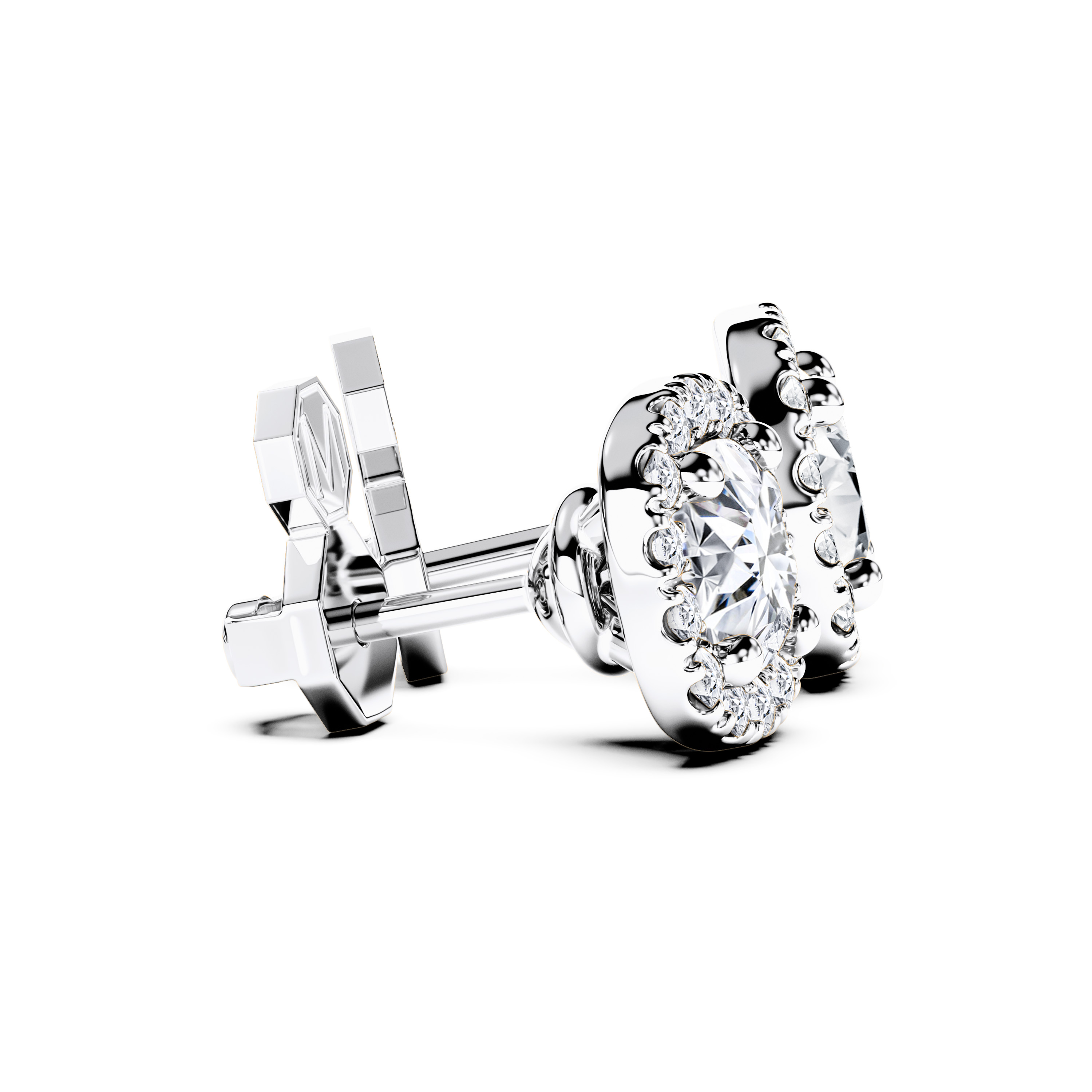 The Moon Ocean Stud Earrings in 18ct Yellow Gold with Cushion Centre Stone Alternate shot 3