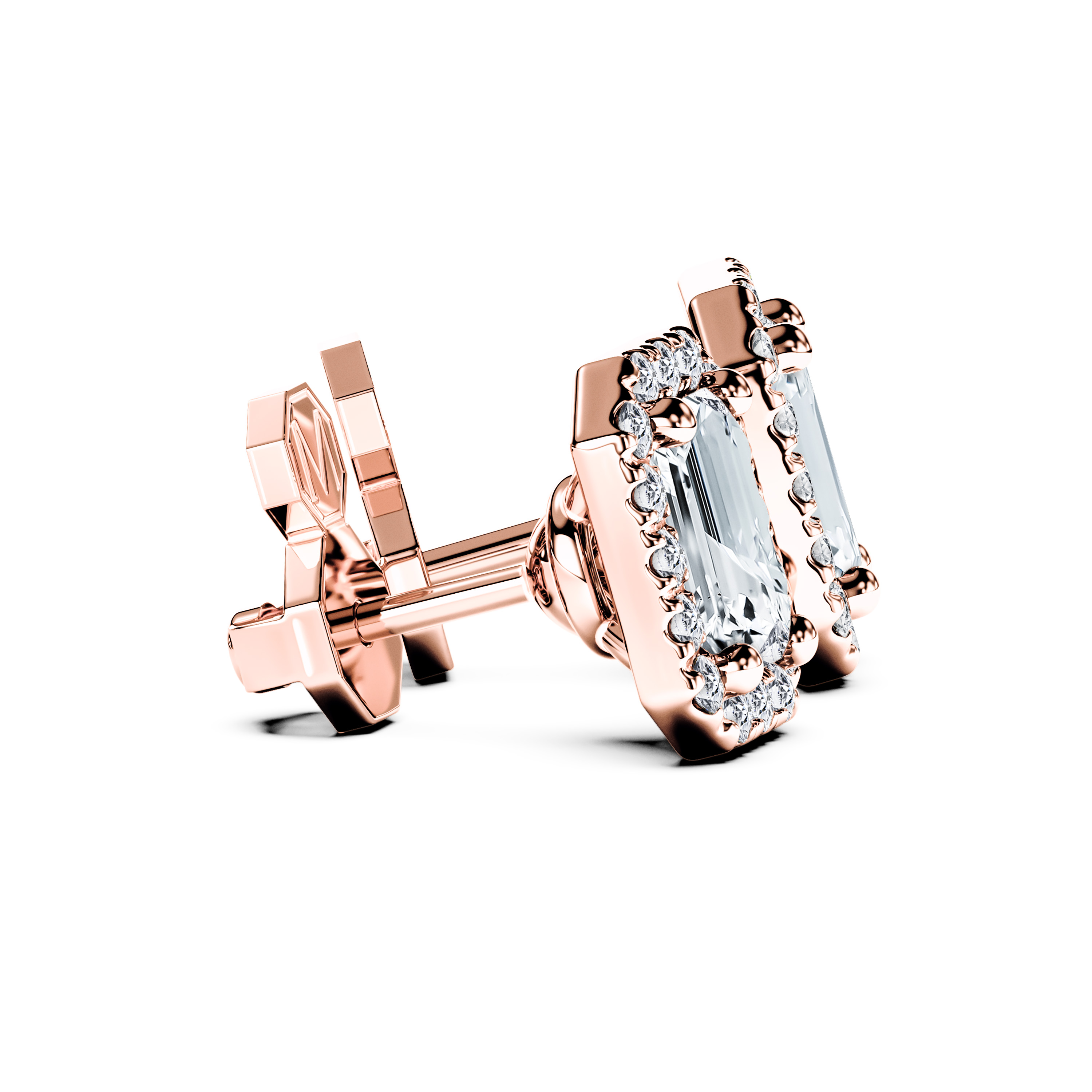 The Moon Ocean Stud Earrings in 18ct Rose Gold with Emerald Centre Stone Alternate shot 3