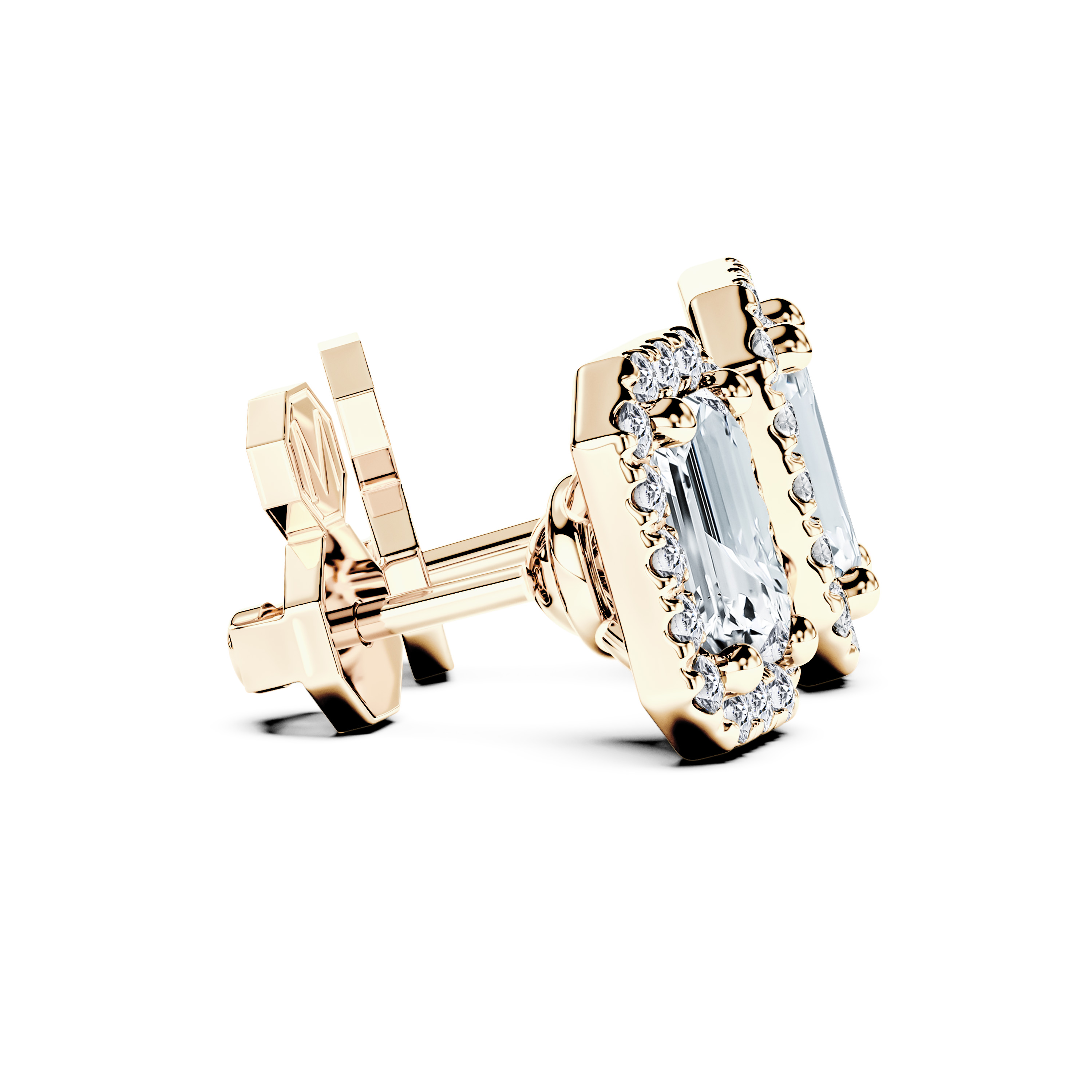 The Moon Ocean Stud Earrings in 18ct Yellow Gold with Emerald Centre Stone Alternate shot 3
