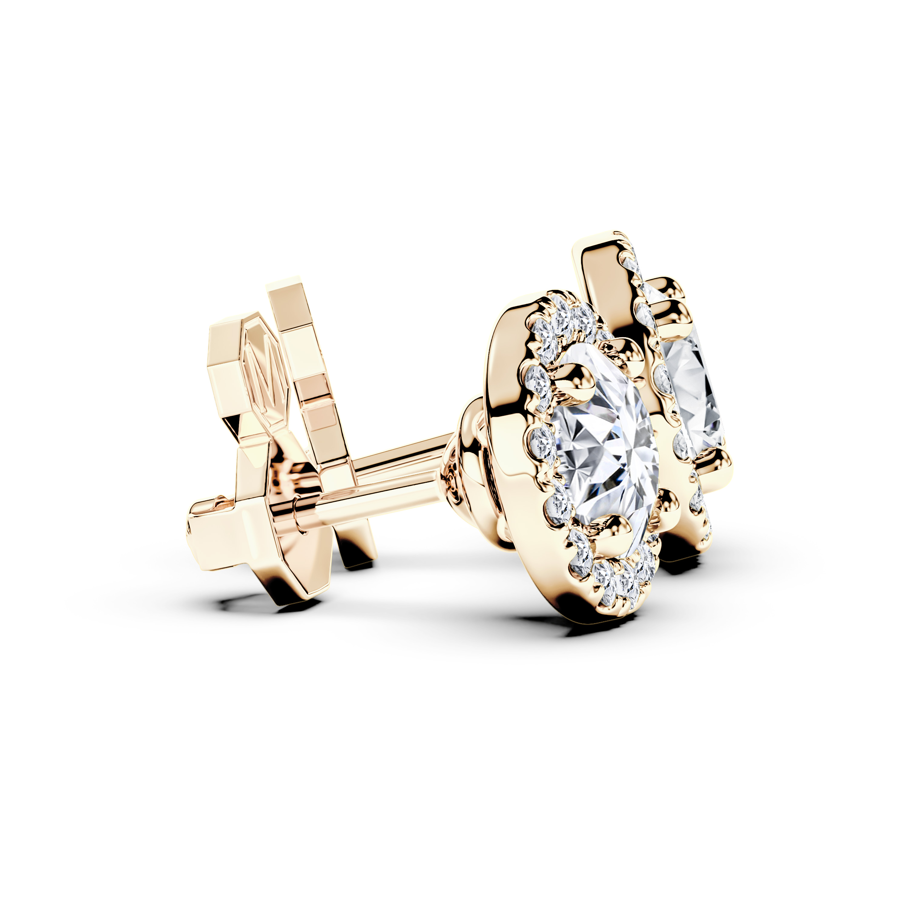 The Moon Ocean Stud Earrings in 18ct Yellow Gold with Round Centre Stone Alternate shot 3