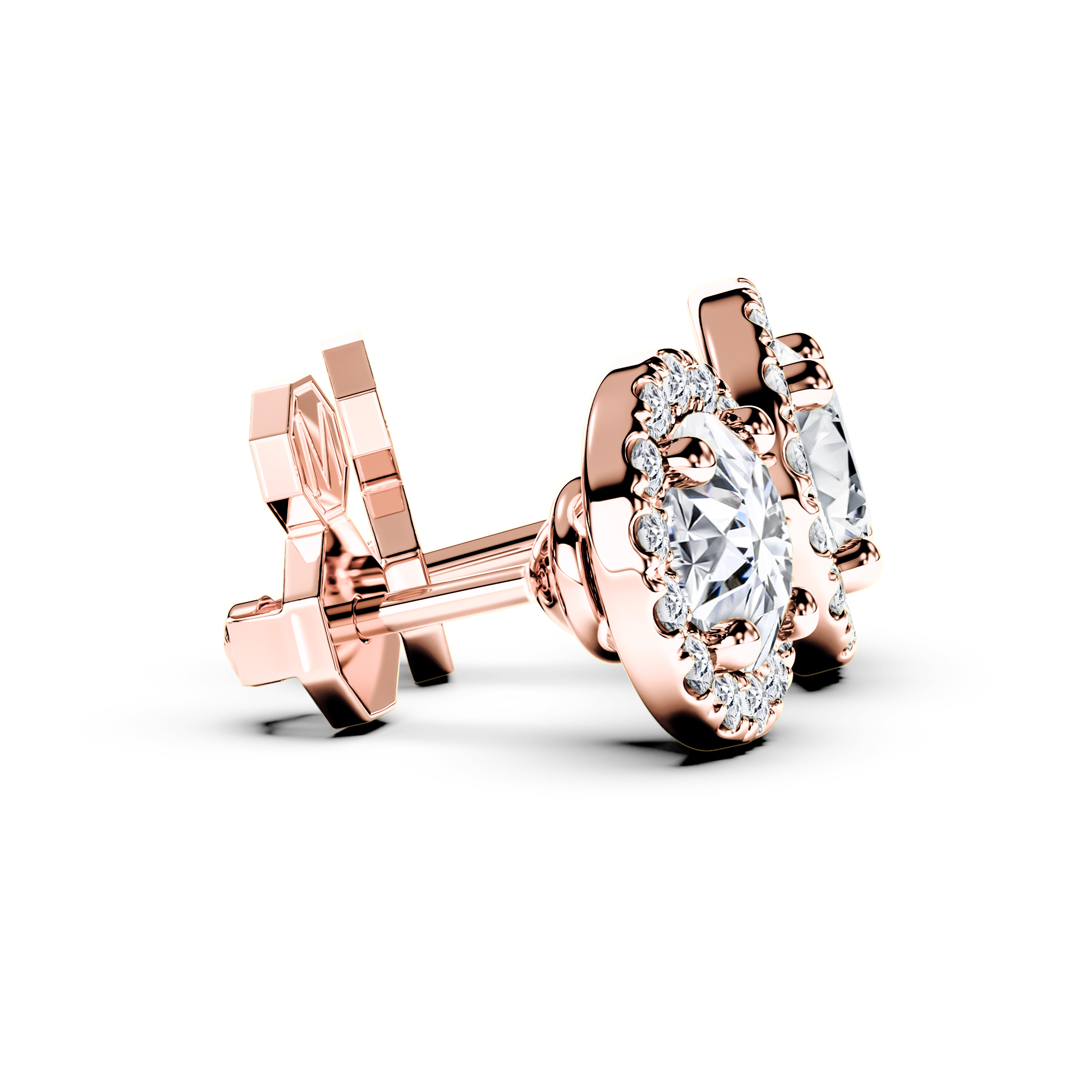 The Moon Ocean Stud Earrings in 18ct Rose Gold with Round Centre Stone Alternate shot 3