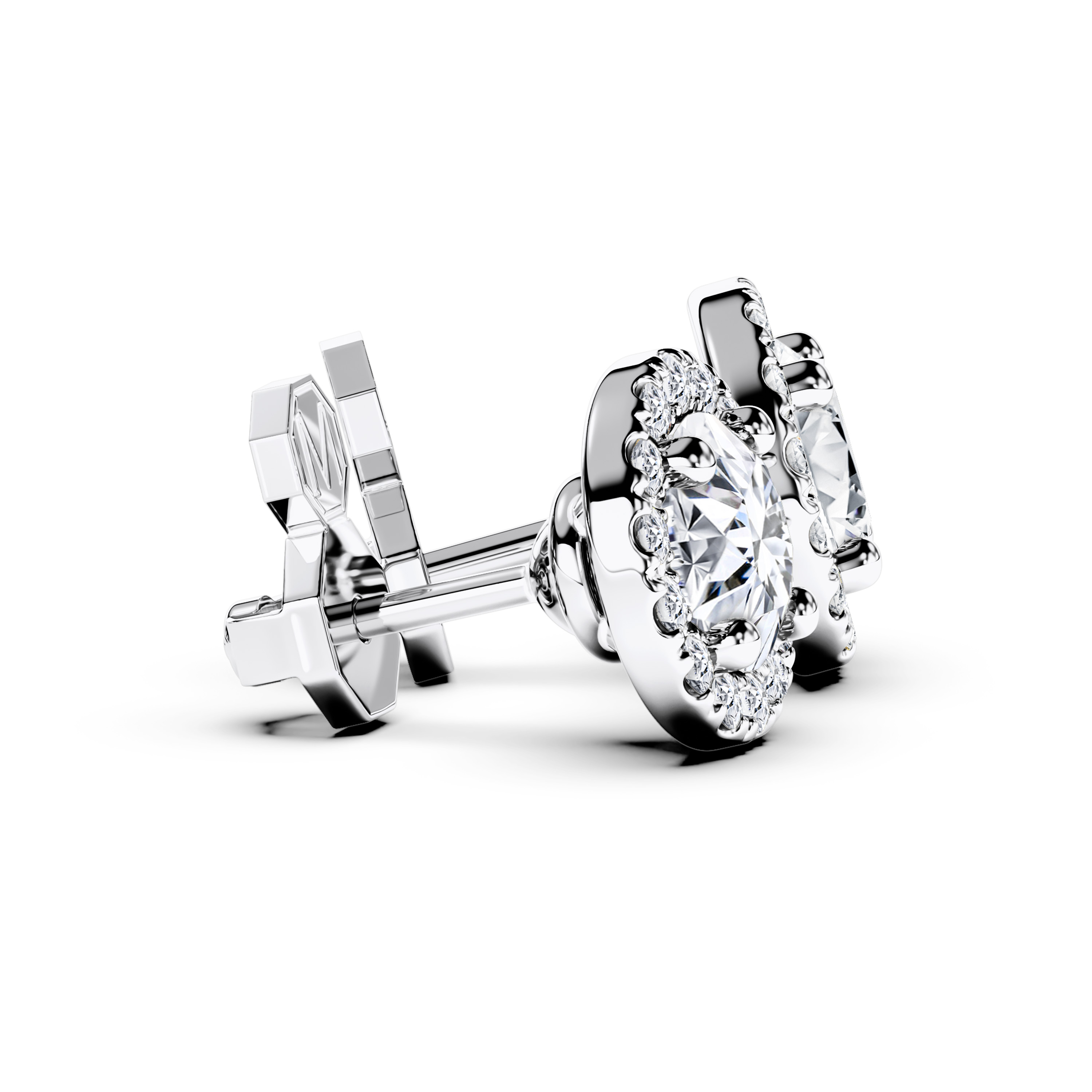 The Moon Ocean Stud Earrings in 18ct White Gold with Round Centre Stone Alternate shot 3
