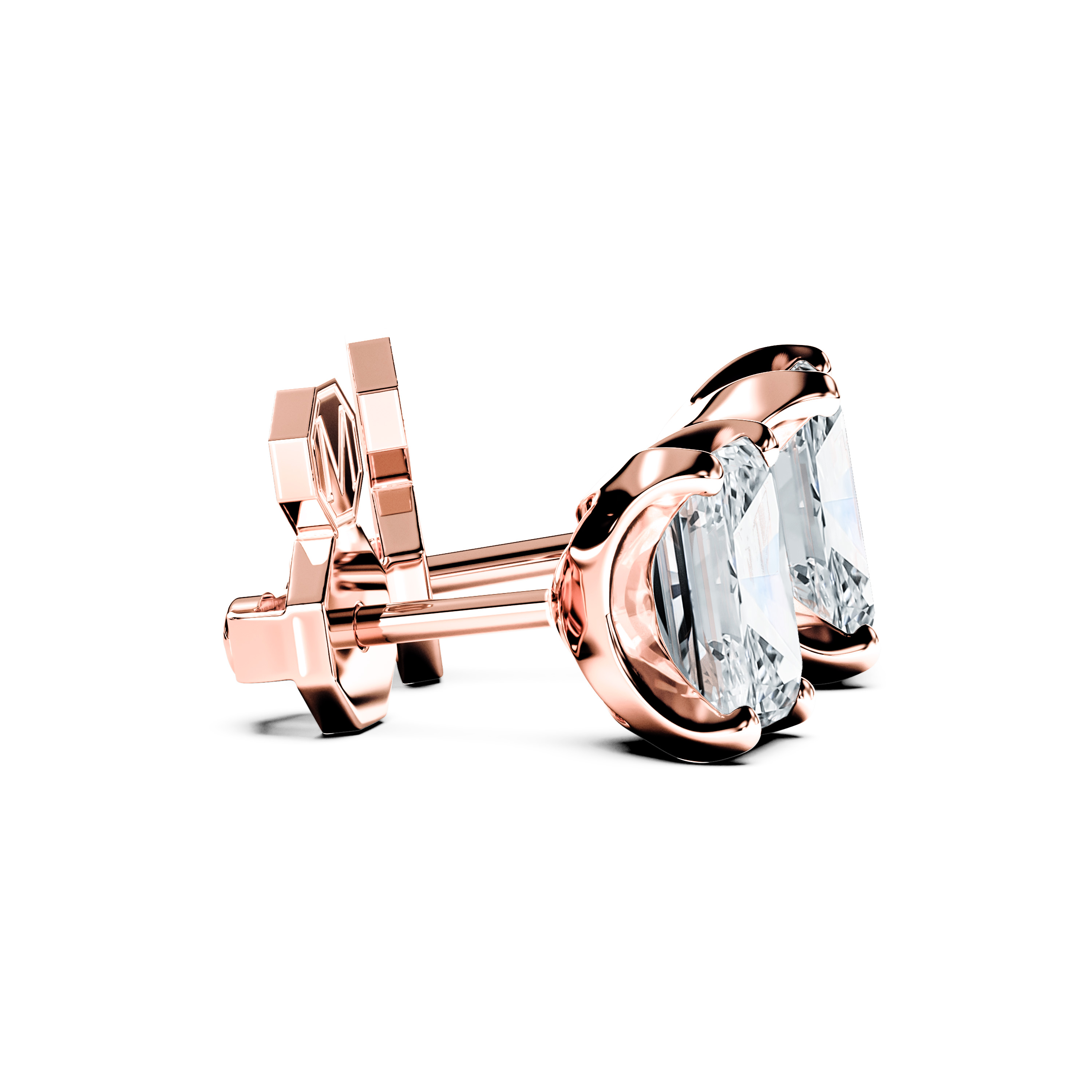 The Moon Ocean Stud Earrings in 18ct Rose Gold with Emerald Centre Stone Alternate shot 3