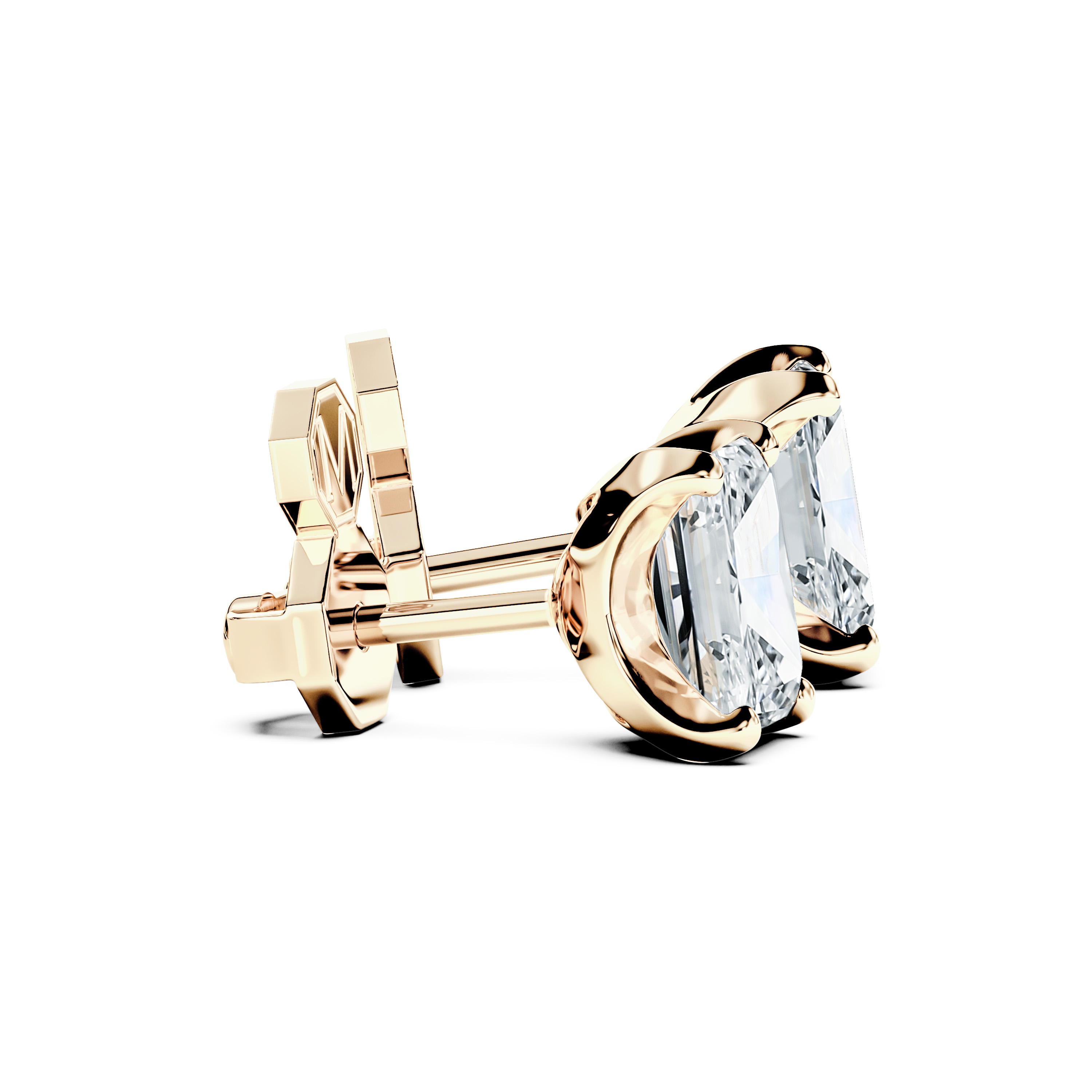 The Moon Ocean Stud Earrings in 18ct Yellow Gold with Emerald Centre Stone Alternate shot 3