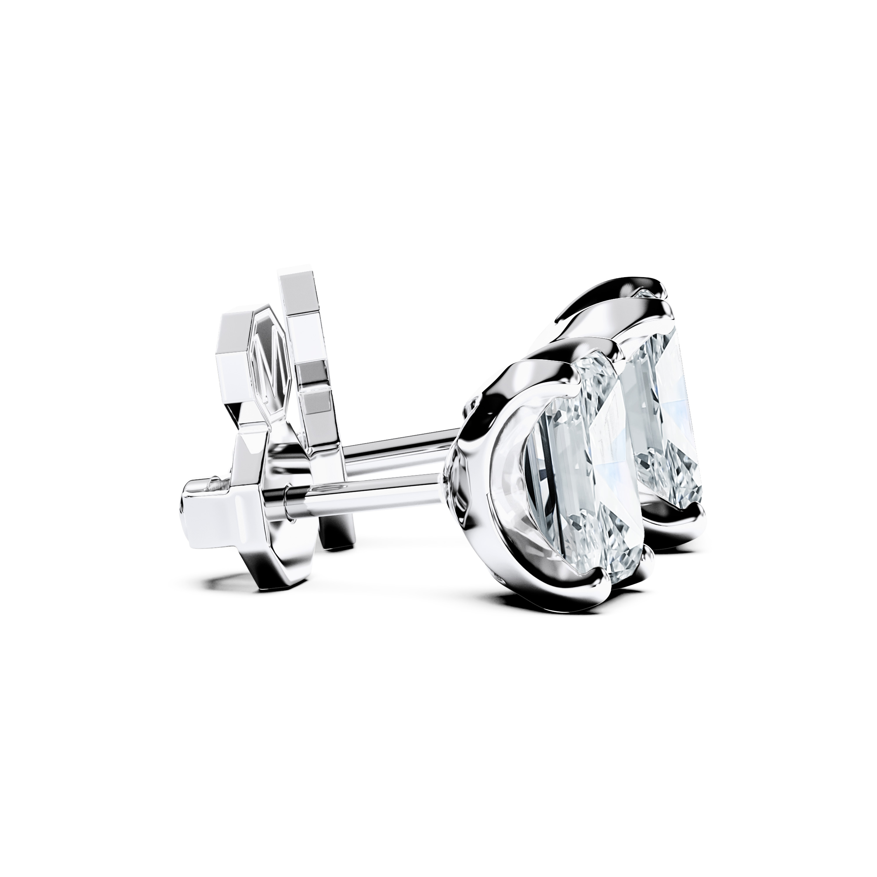 The Moon Ocean Stud Earrings in 18ct White Gold with Emerald Centre Stone Alternate shot 3