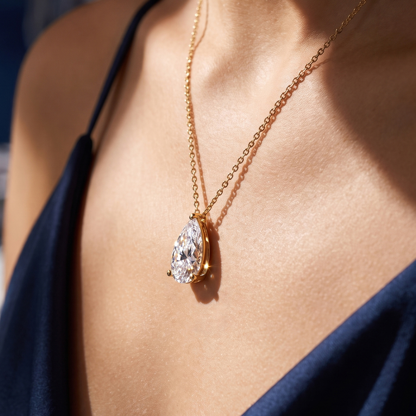 The Moon Ocean Stud Pendant in 18ct Rose Gold with Pear Centre Stone Alternate shot 4