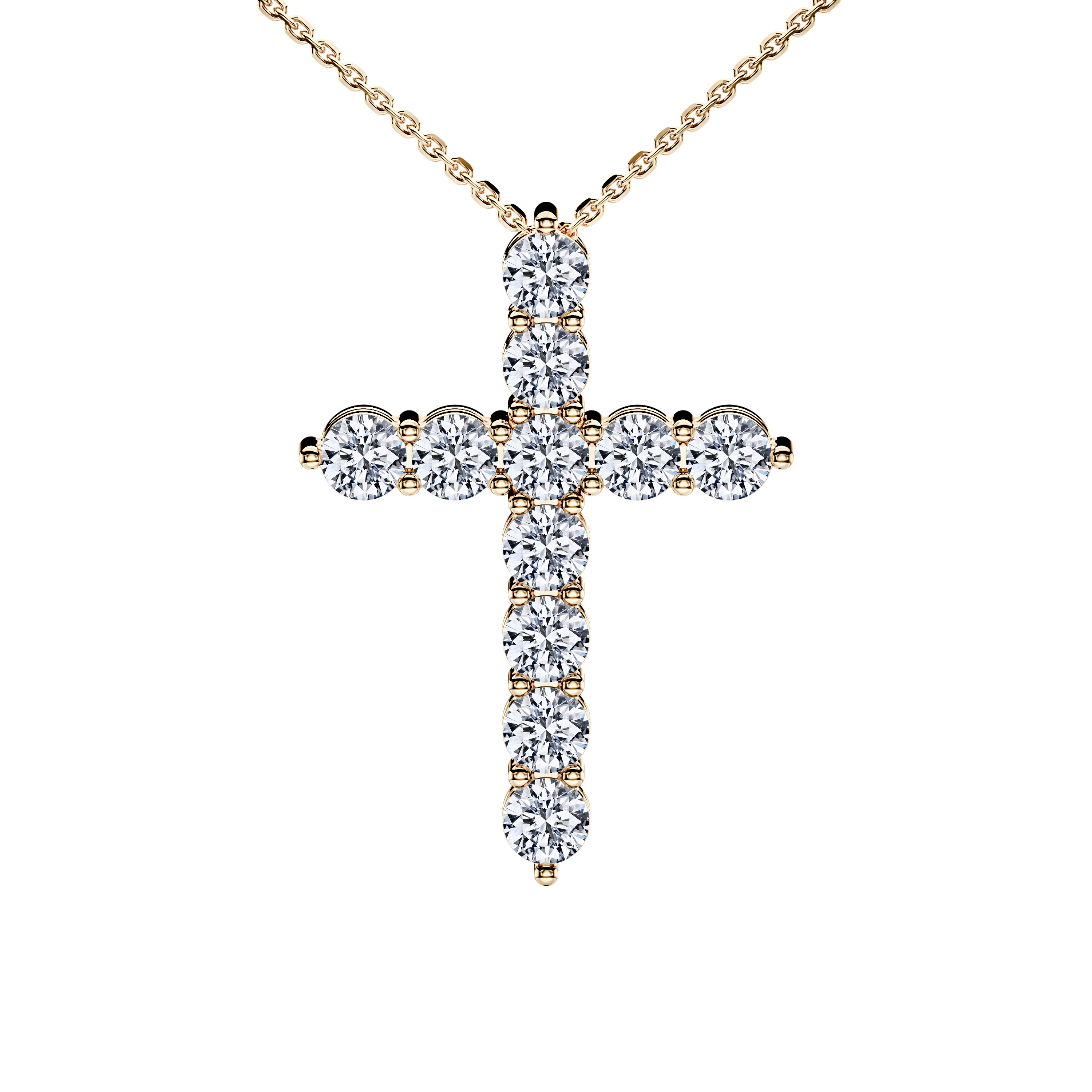 18ct Yellow Gold Diamond Cross 1 Pendant Round