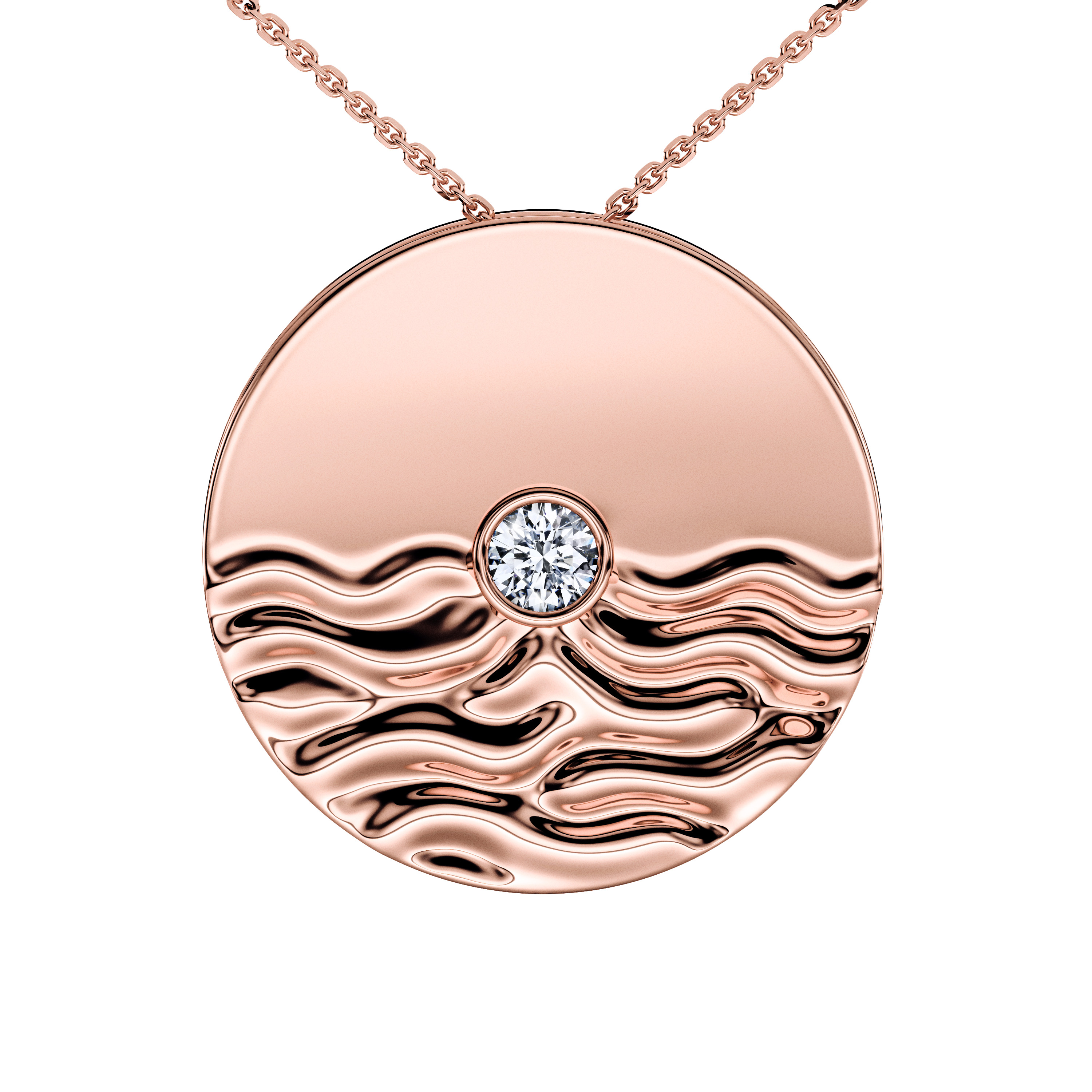 Bezel, 18ct Rose Gold Night Sky Pendant Round