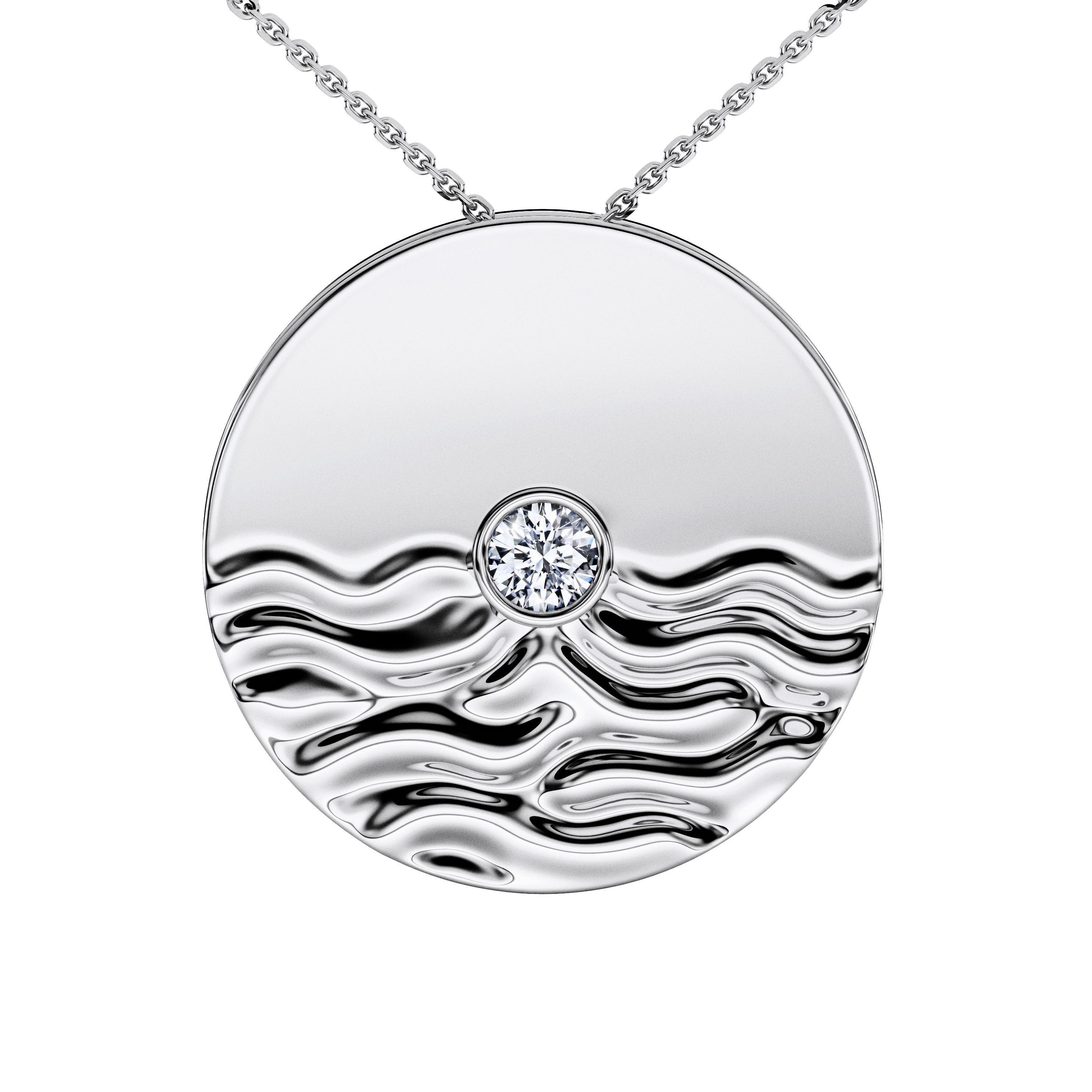 Bezel, 18ct White Gold Night Sky Pendant Round