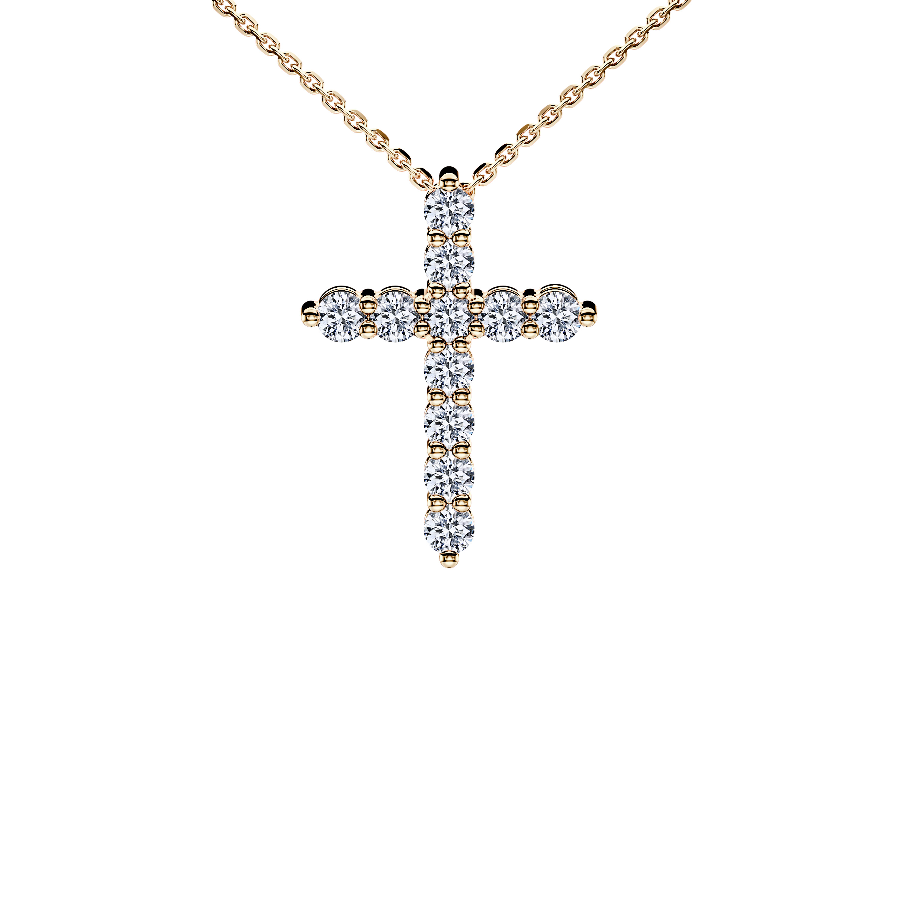 18ct Yellow Gold Diamond Cross 3 Pendant Round