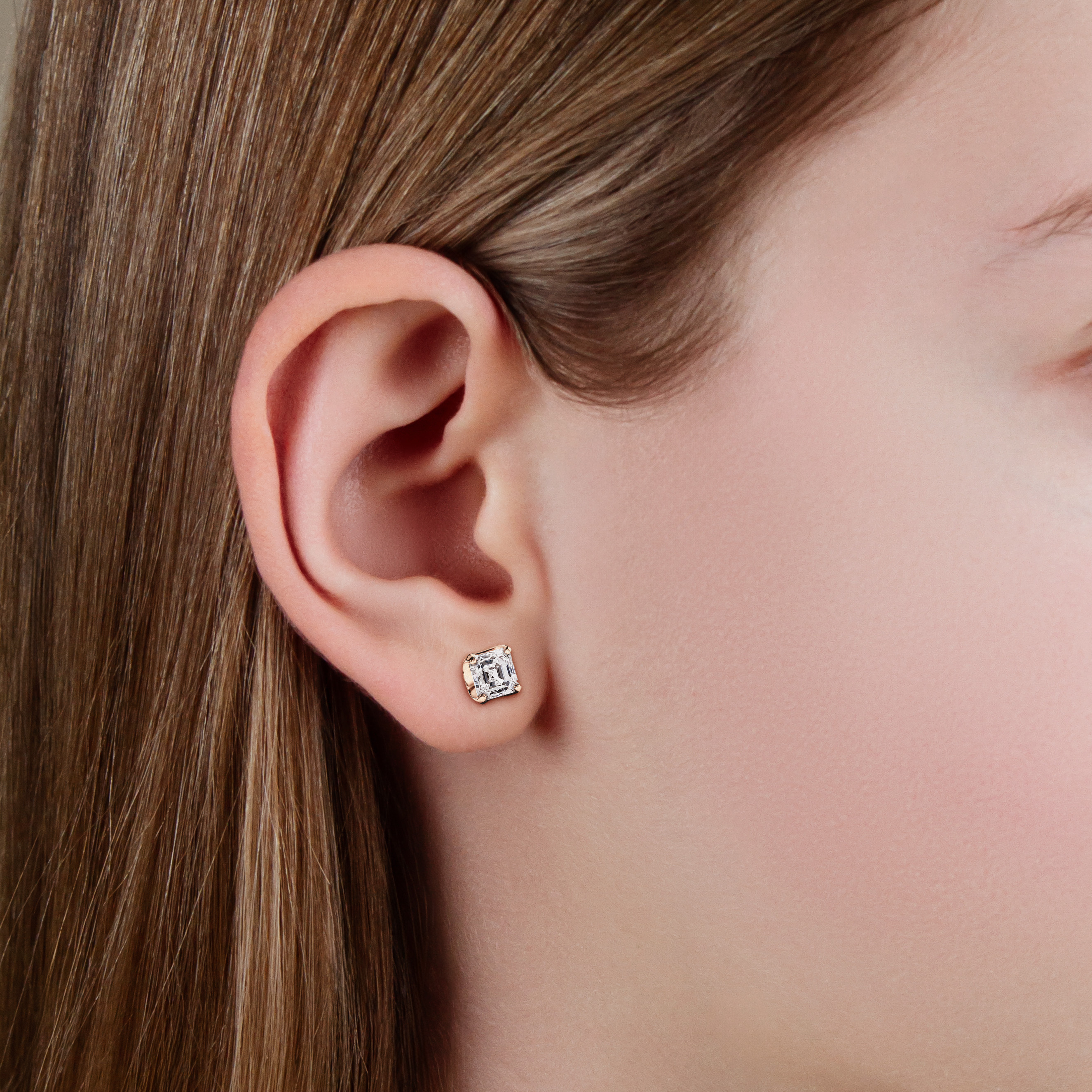 The Moon Ocean Stud Earrings in 18ct Yellow Gold with Asscher Centre Stone Alternate shot 4
