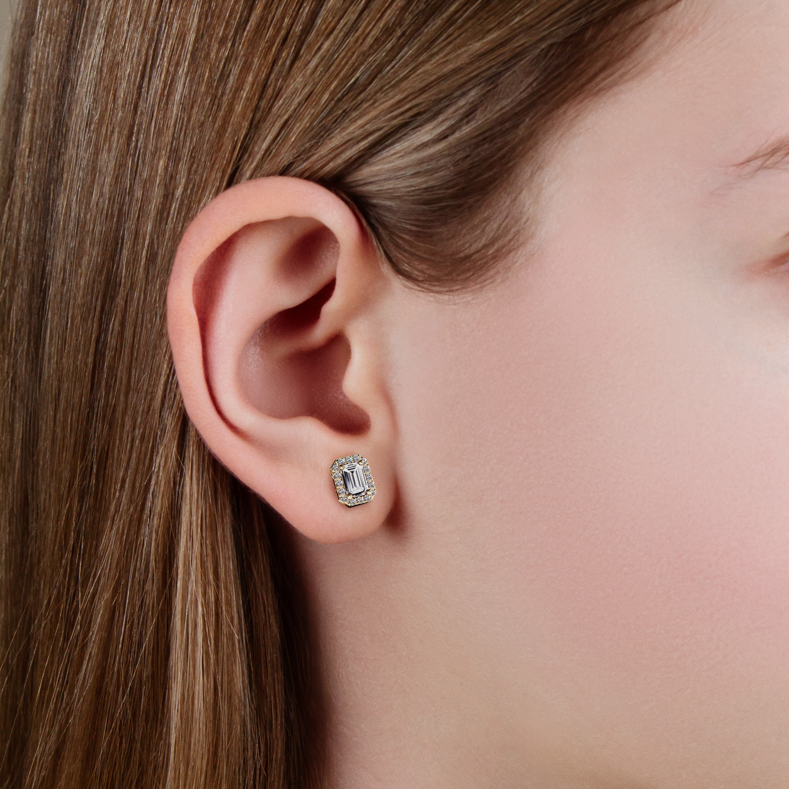 The Moon Ocean Stud Earrings in 18ct Yellow Gold with Emerald Centre Stone Alternate shot 4