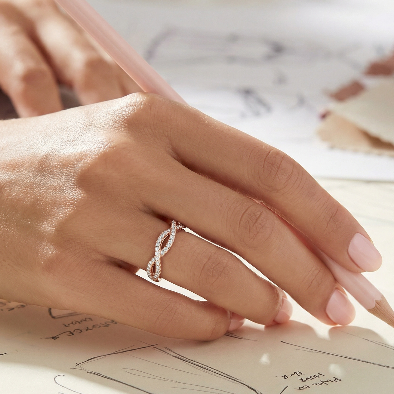 Etheral Wedding Ring in 18ct Rose Gold Alternate shot 5