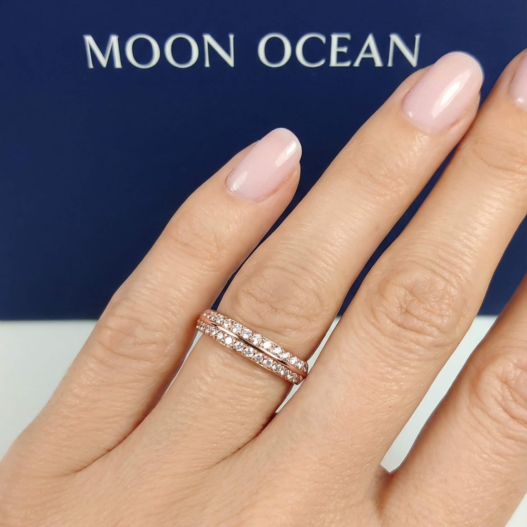 The Moon Ocean Wedding Ring in 18ct Rose Gold Alternate shot 5