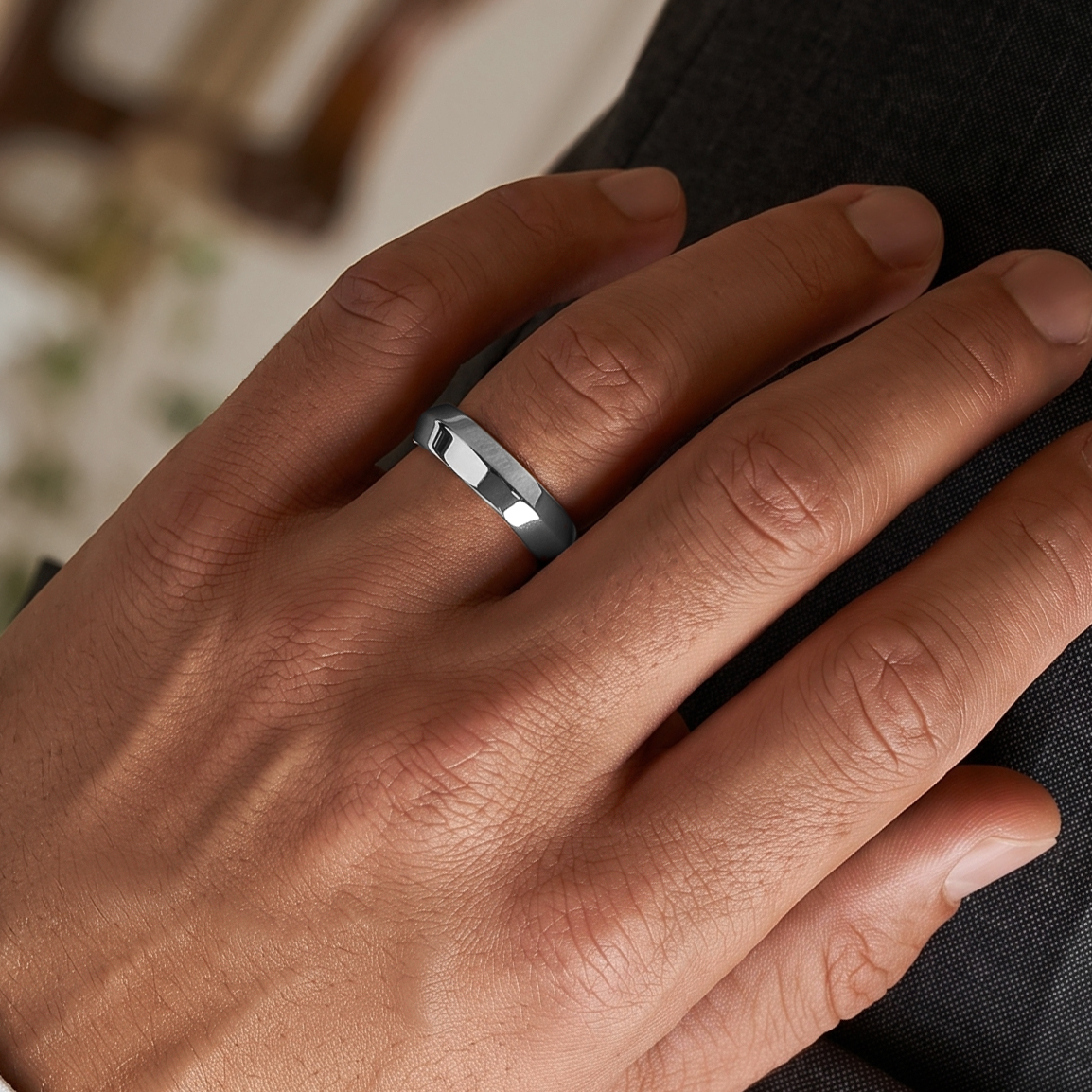 The Moon Ocean Wedding Ring in Platinum Alternate shot 6